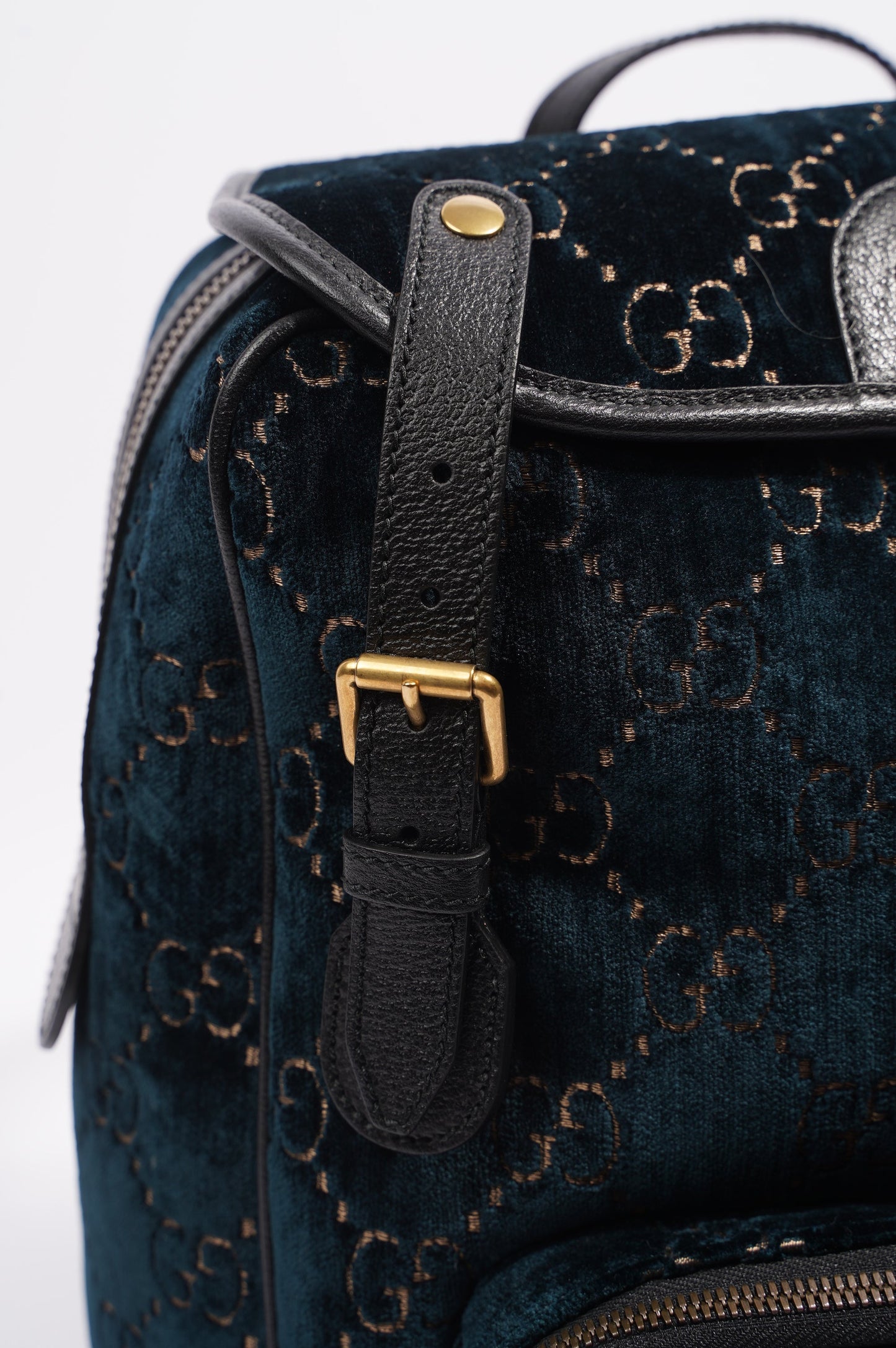 Gucci Womens Backpack GG Velvet Teal