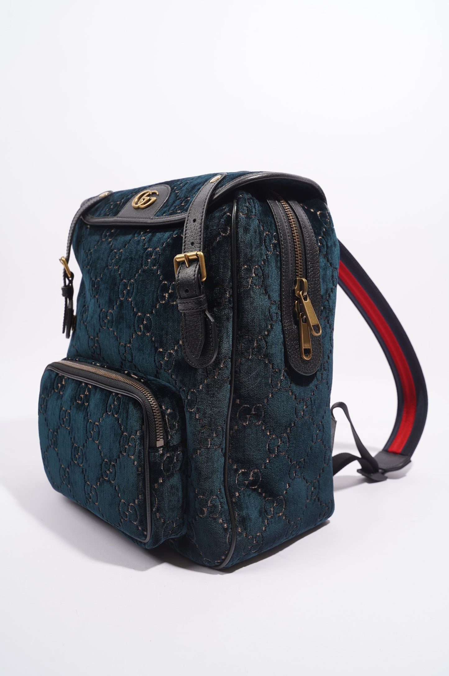 Gucci Womens Backpack GG Velvet Teal