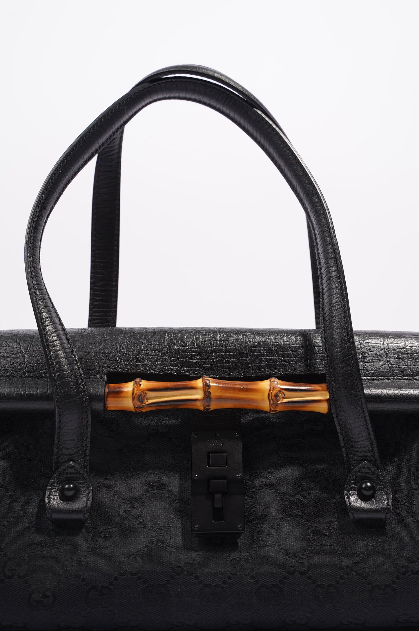 Gucci Womens Bamboo Handbag Black