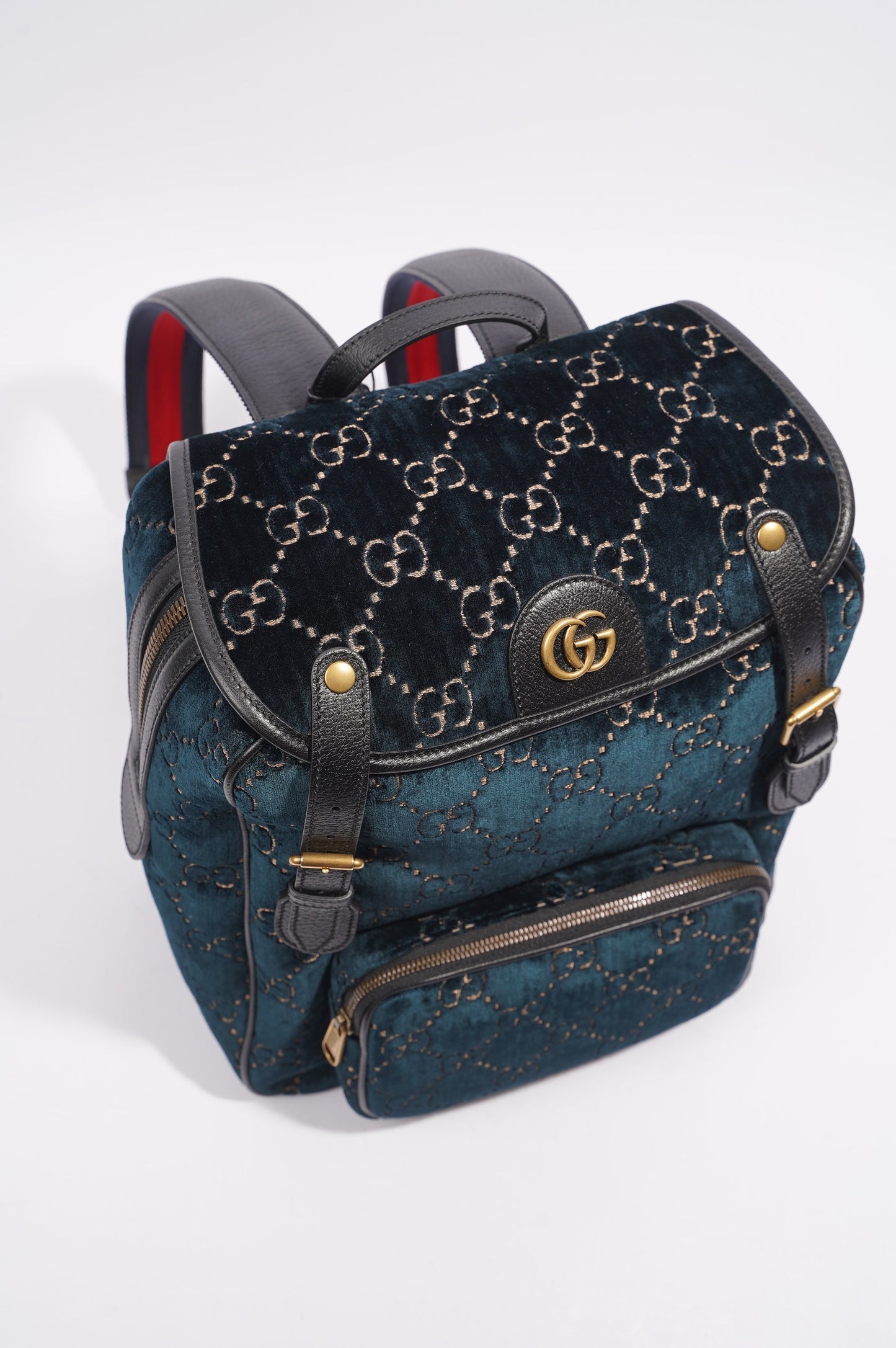 Gucci Womens Backpack GG Velvet Teal