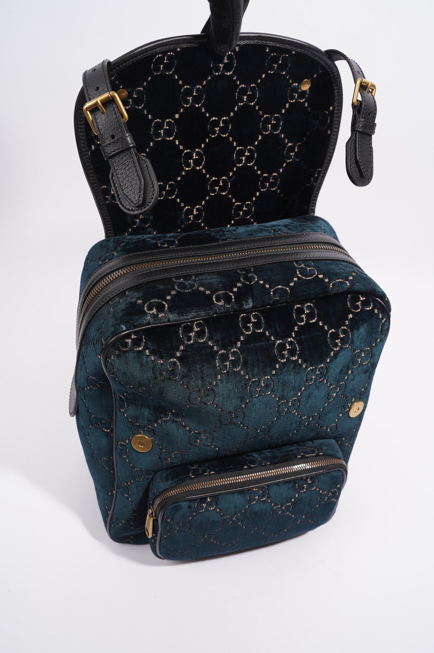 Gucci Womens Backpack GG Velvet Teal