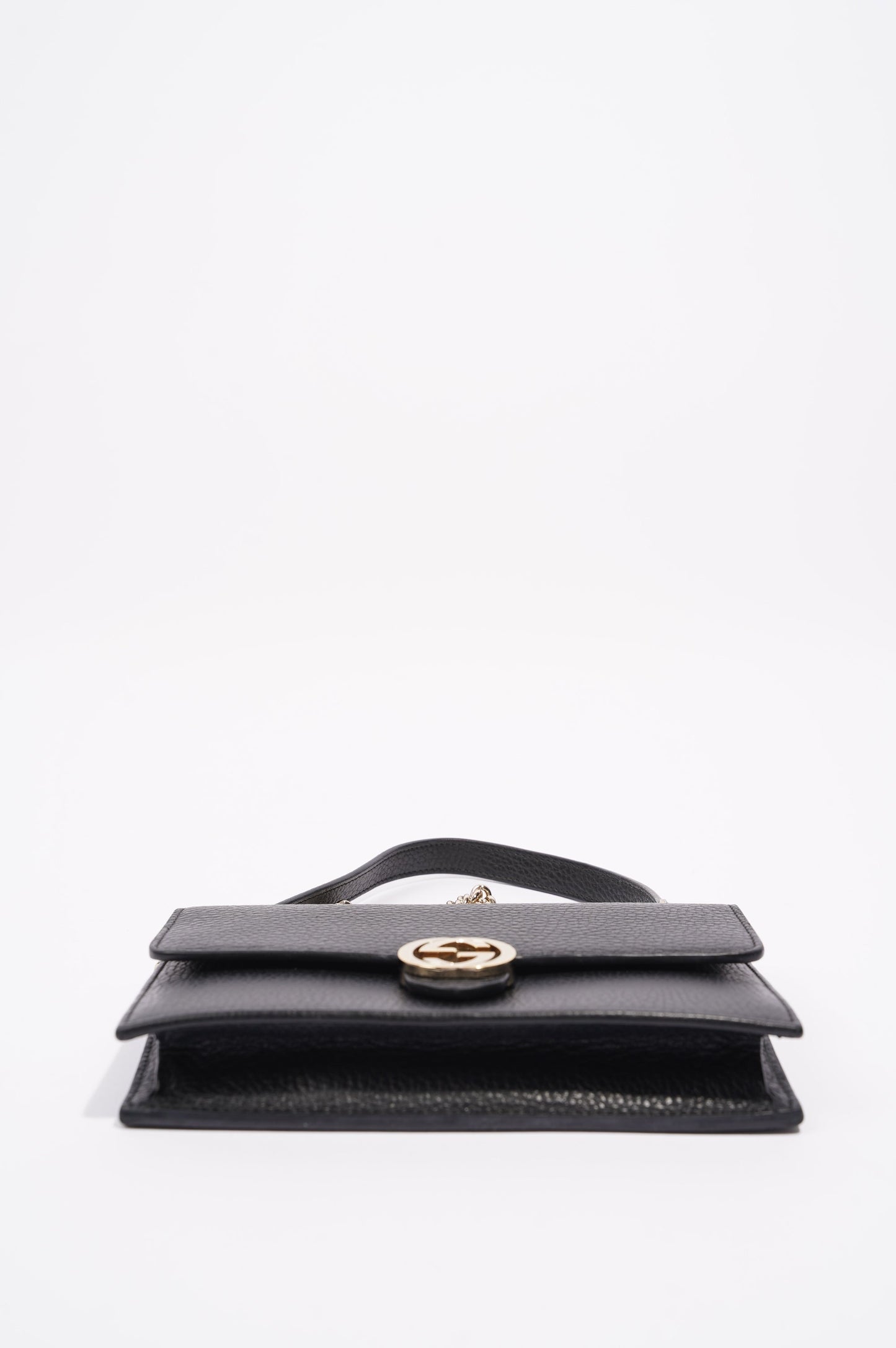 Gucci Womens Interlocking Wallet on Chain Black Leather