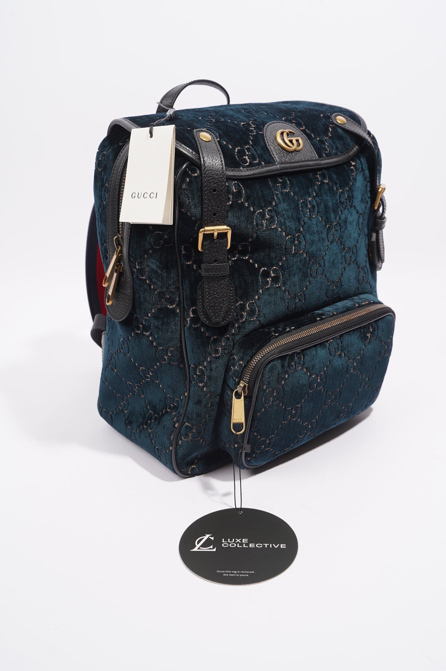 Gucci Womens Backpack GG Velvet Teal