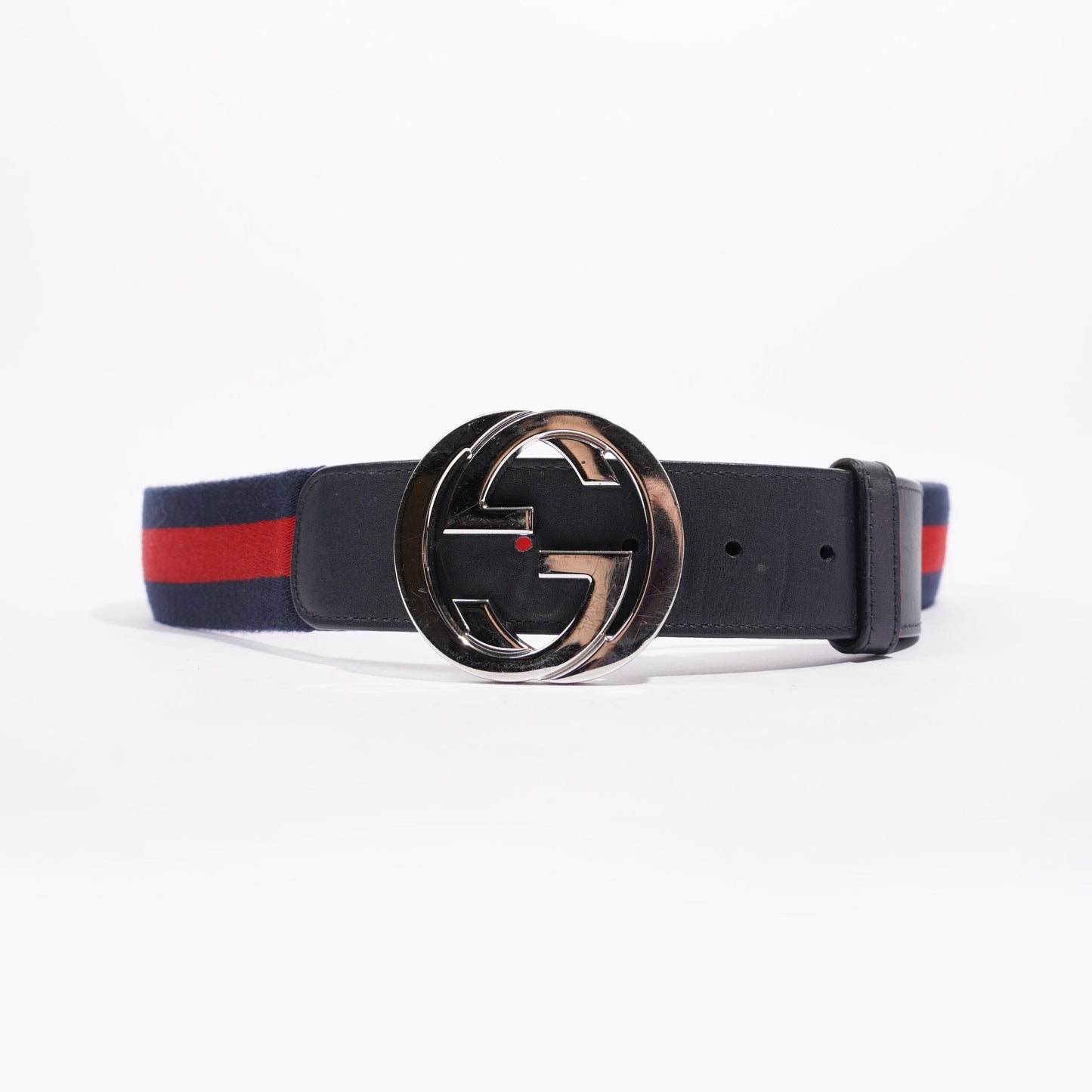 Gucci Womens Interlocking Belt Navy / Red 85cm / 34"