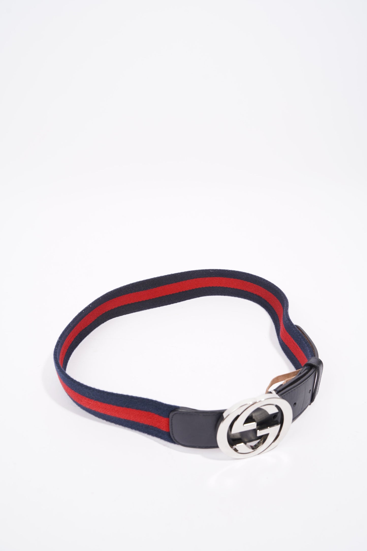 Gucci Womens Interlocking Belt Navy / Red 85cm / 34"