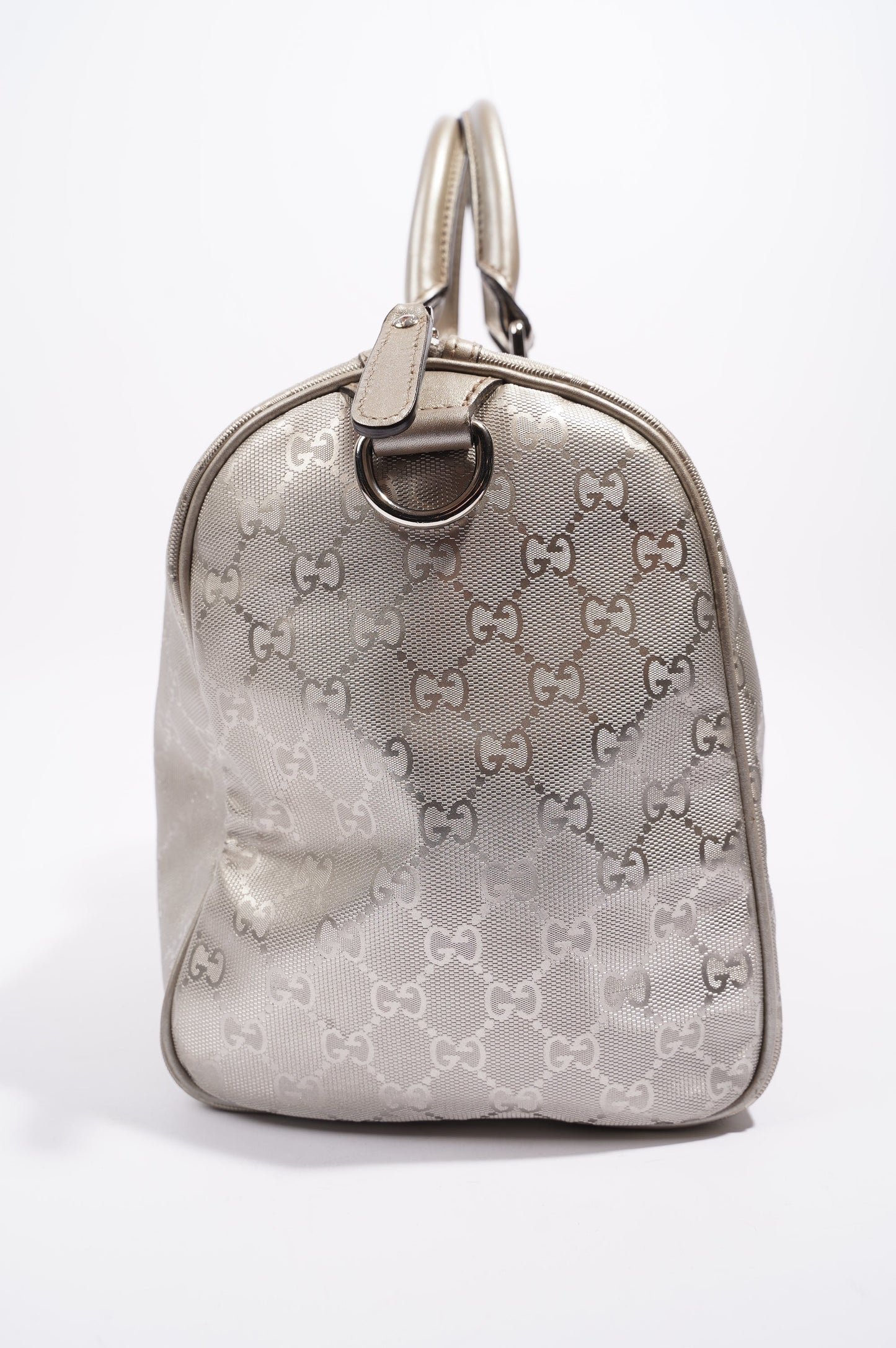 Gucci Womens Joy Boston Bag Silver GG Medium