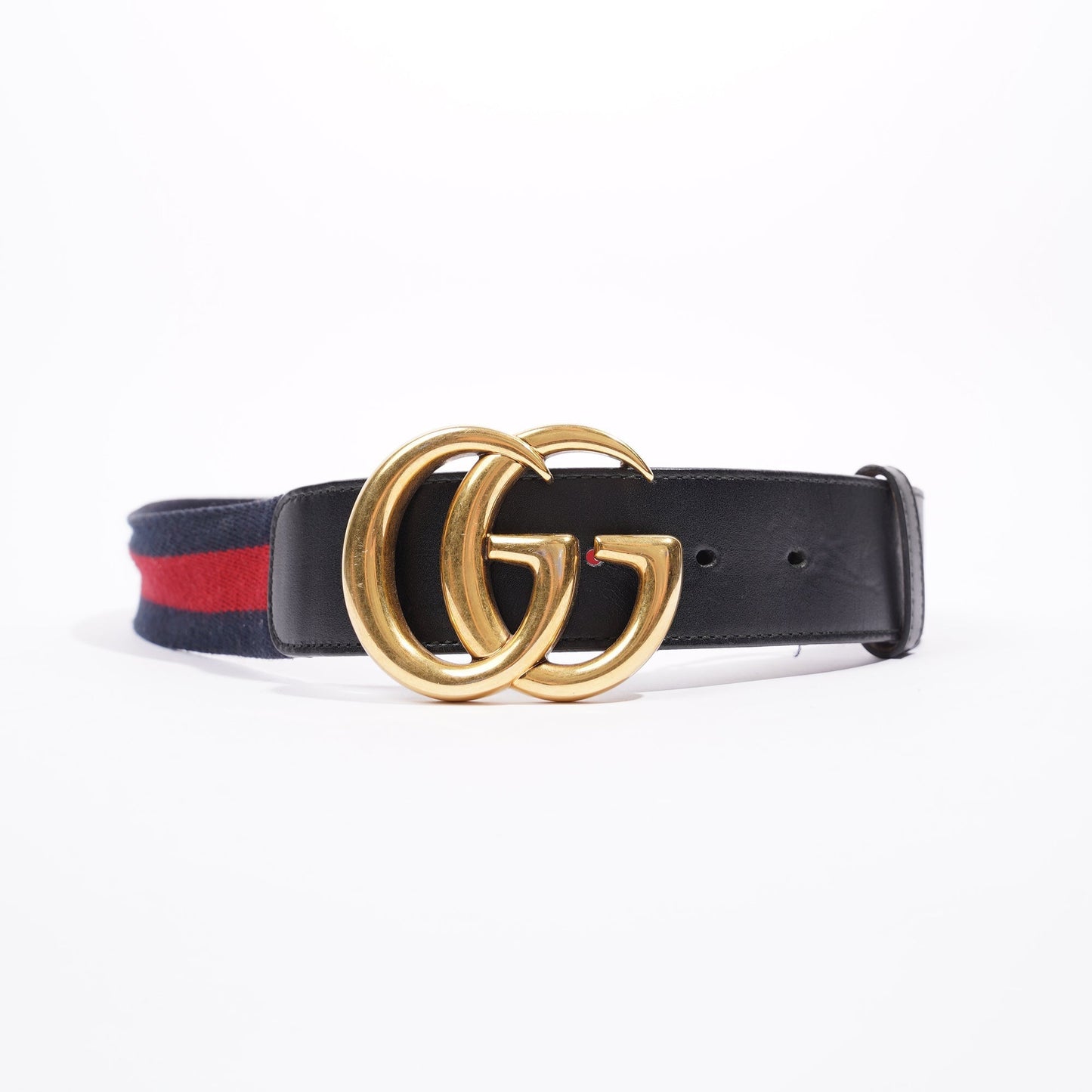 Gucci Womens Marmont Belt Navy / Red 80cm / 32"