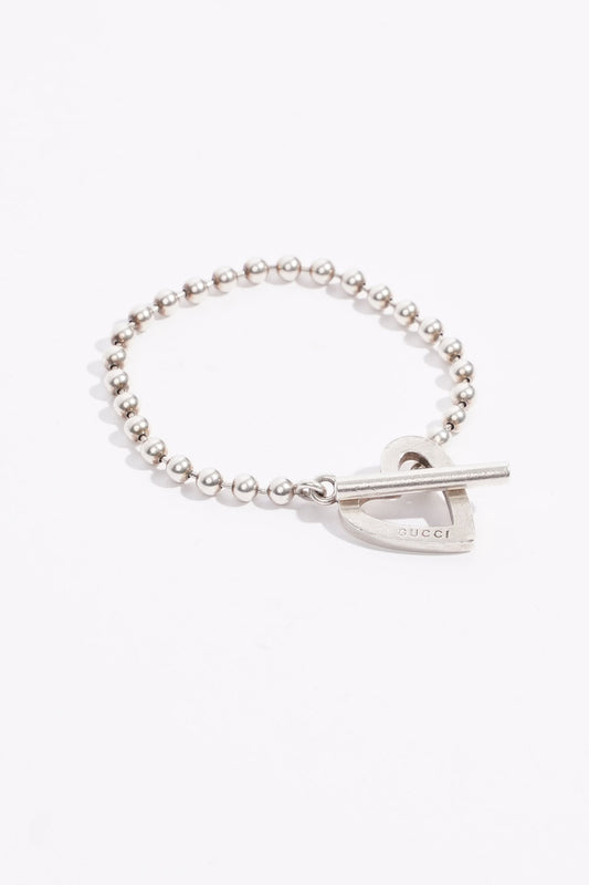 Gucci Womens Love Heart Bracelet Silver 15