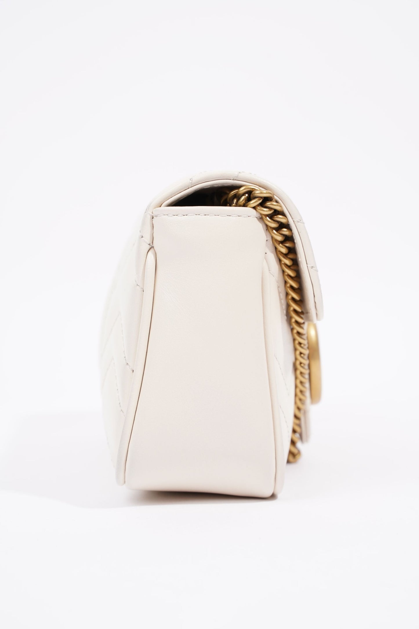 Gucci Womens Marmont Bag White Leather Super Mini