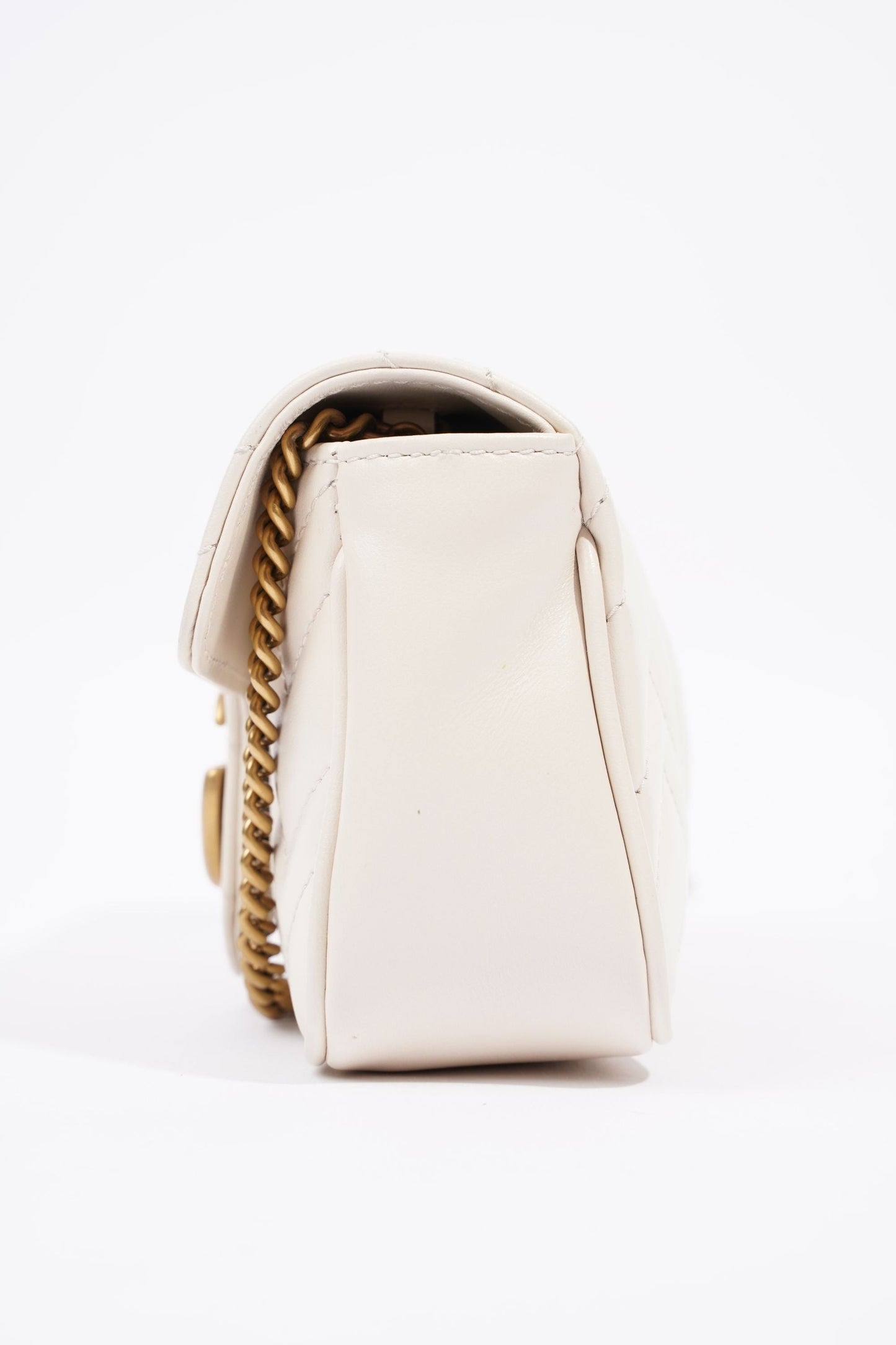 Gucci Womens Marmont Bag White Leather Super Mini