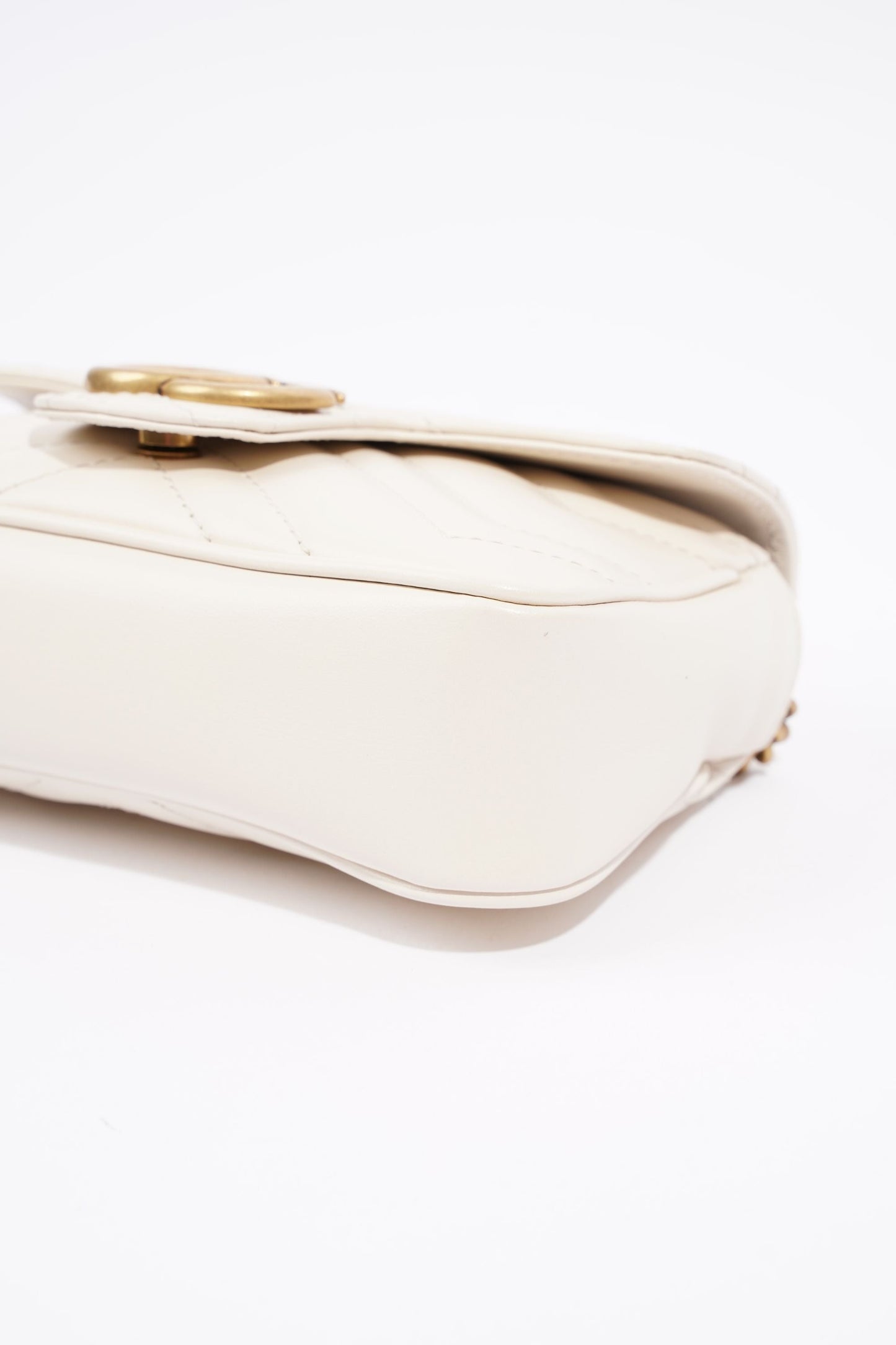 Gucci Womens Marmont Bag White Leather Super Mini