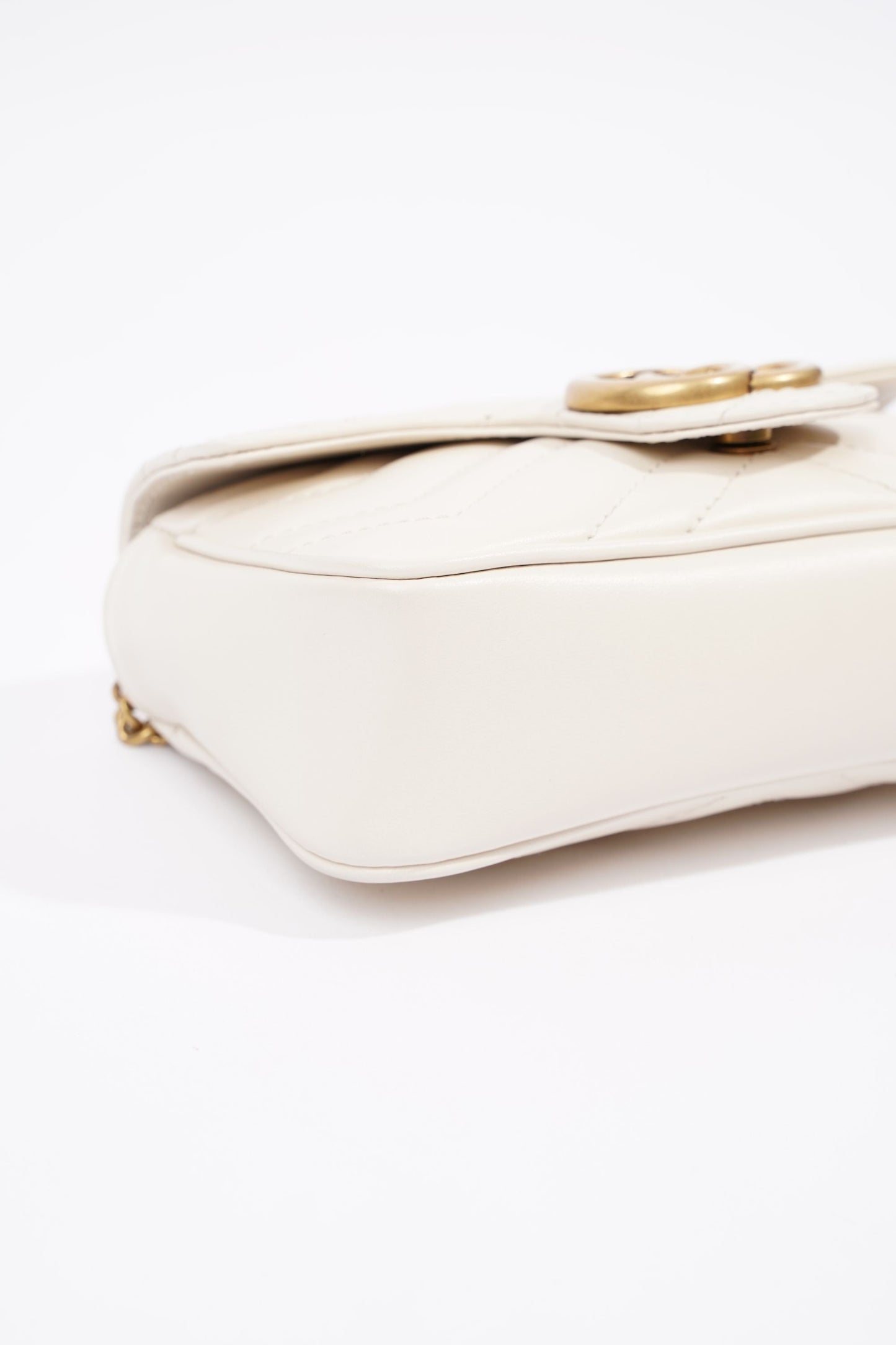 Gucci Womens Marmont Bag White Leather Super Mini