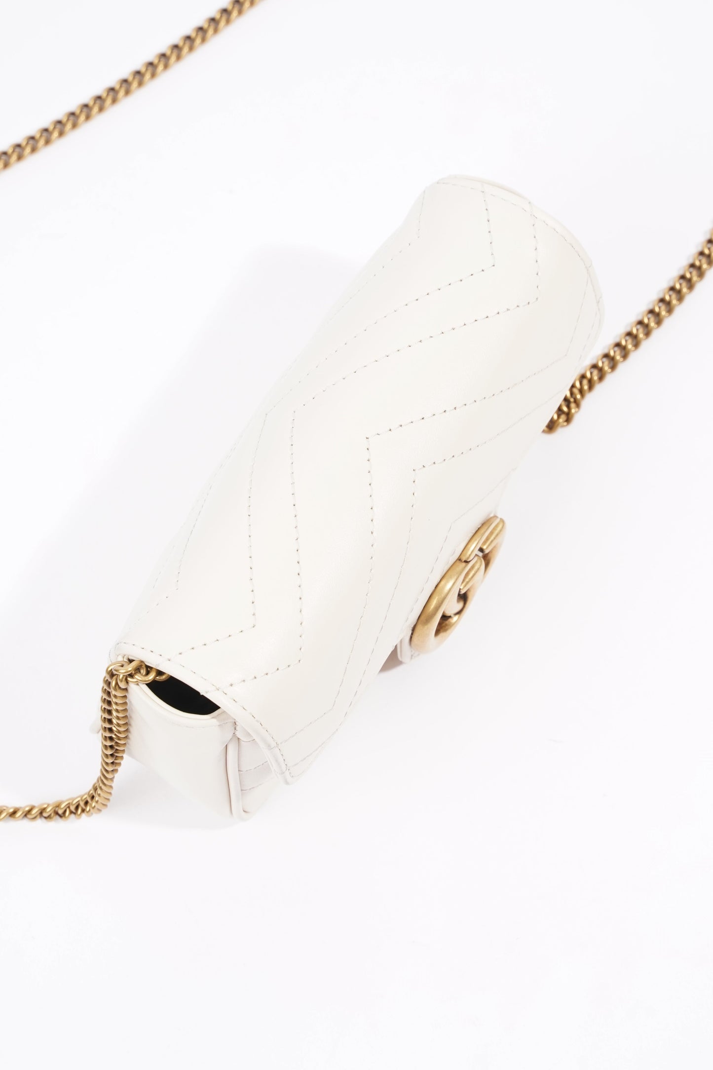 Gucci Womens Marmont Bag White Leather Super Mini