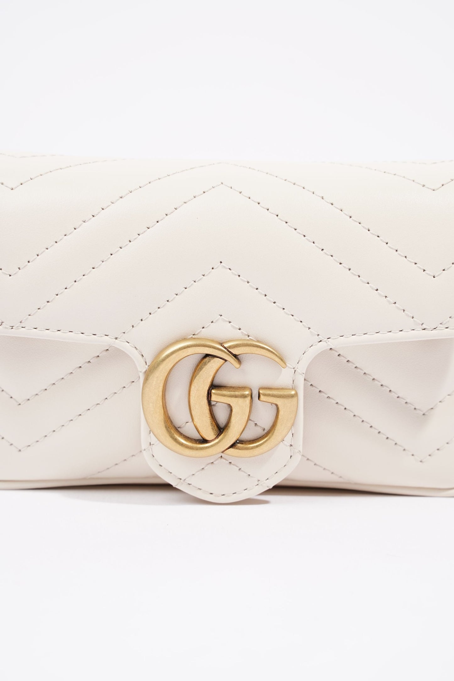 Gucci Womens Marmont Bag White Leather Super Mini