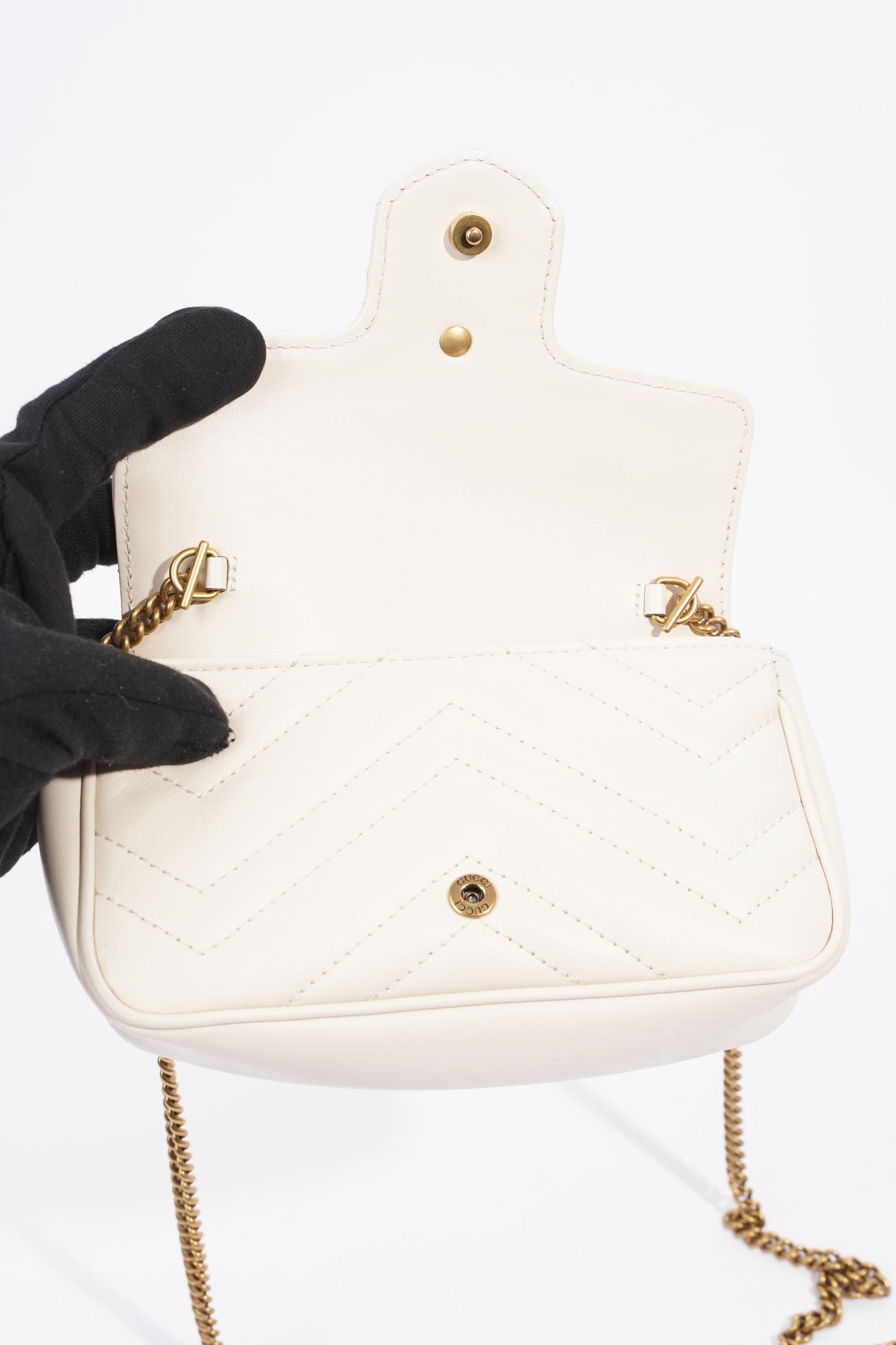 Gucci Womens Marmont Bag White Leather Super Mini