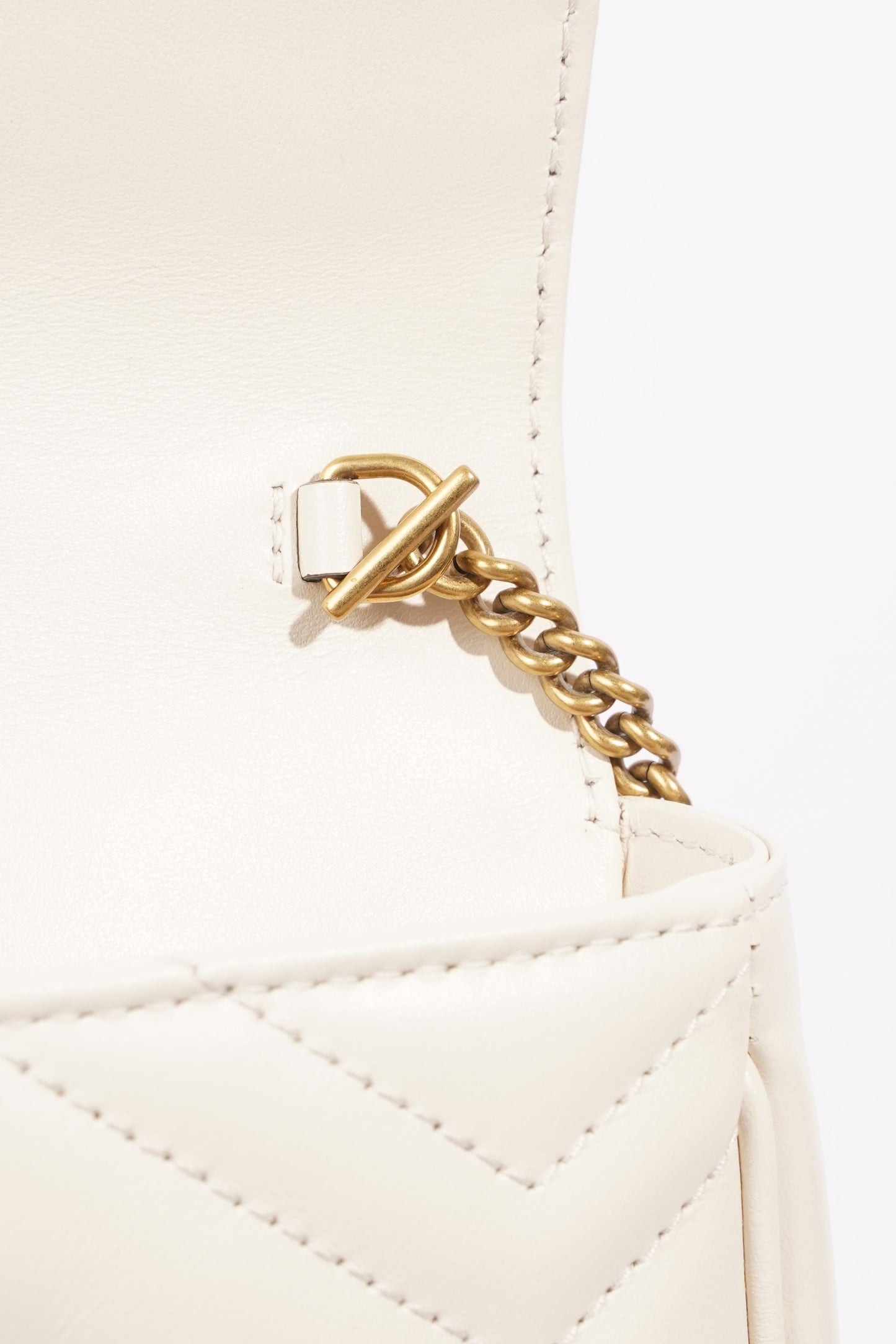 Gucci Womens Marmont Bag White Leather Super Mini