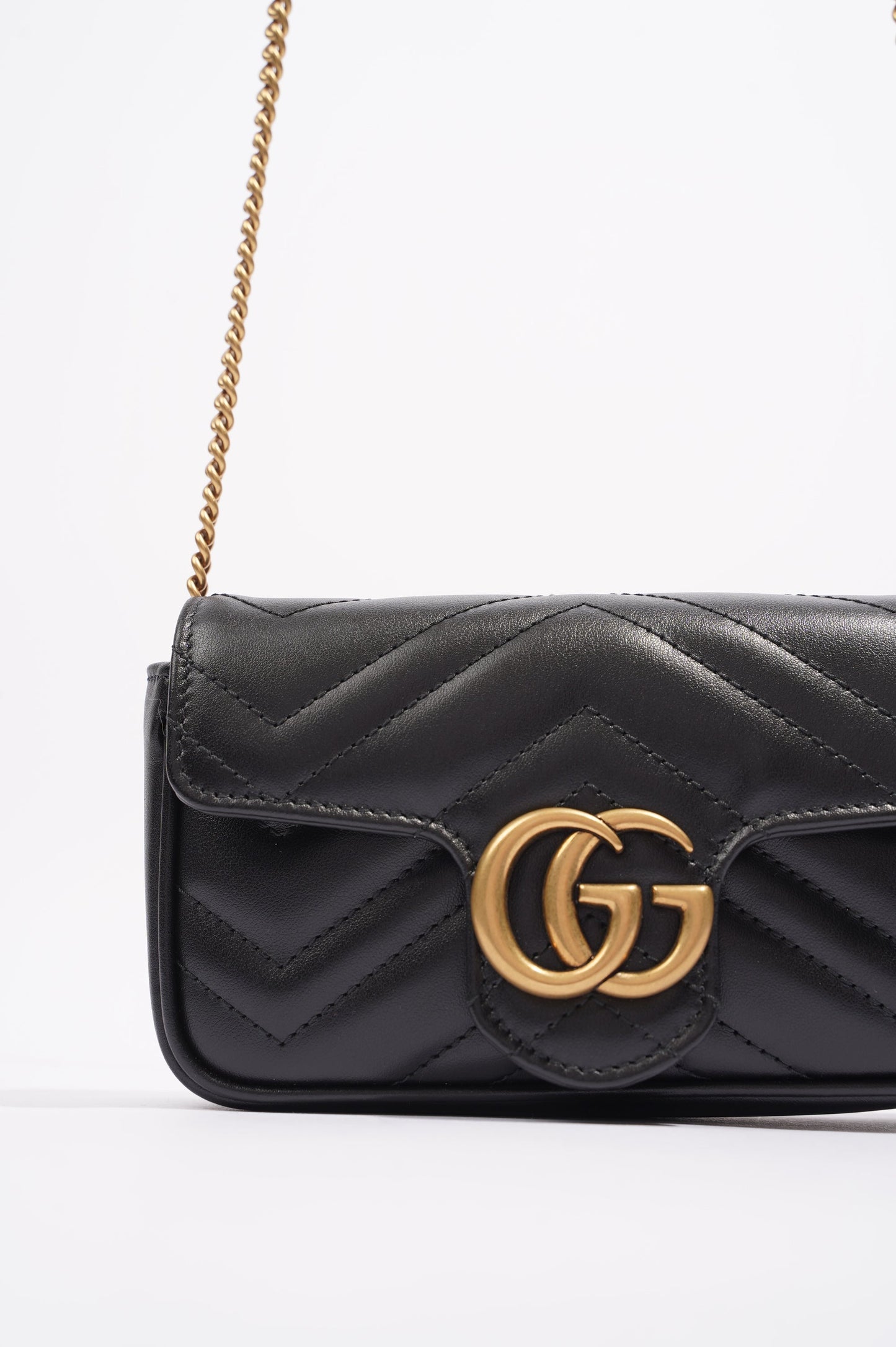 Gucci Womens Marmont Bag Black Leather Super Mini