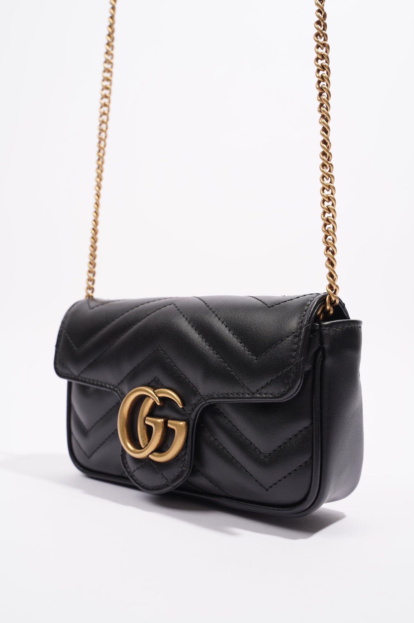 Gucci Womens Marmont Bag Black Leather Super Mini