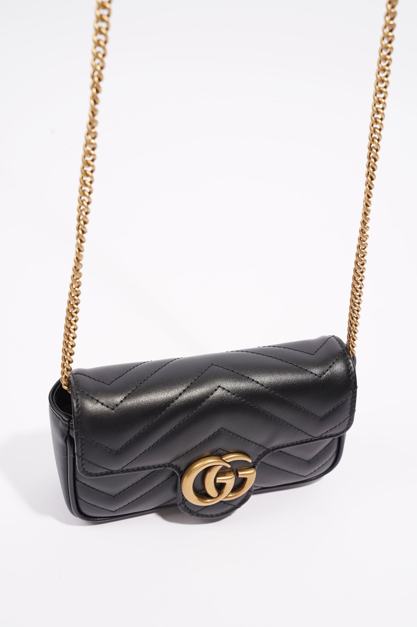 Gucci Womens Marmont Bag Black Leather Super Mini