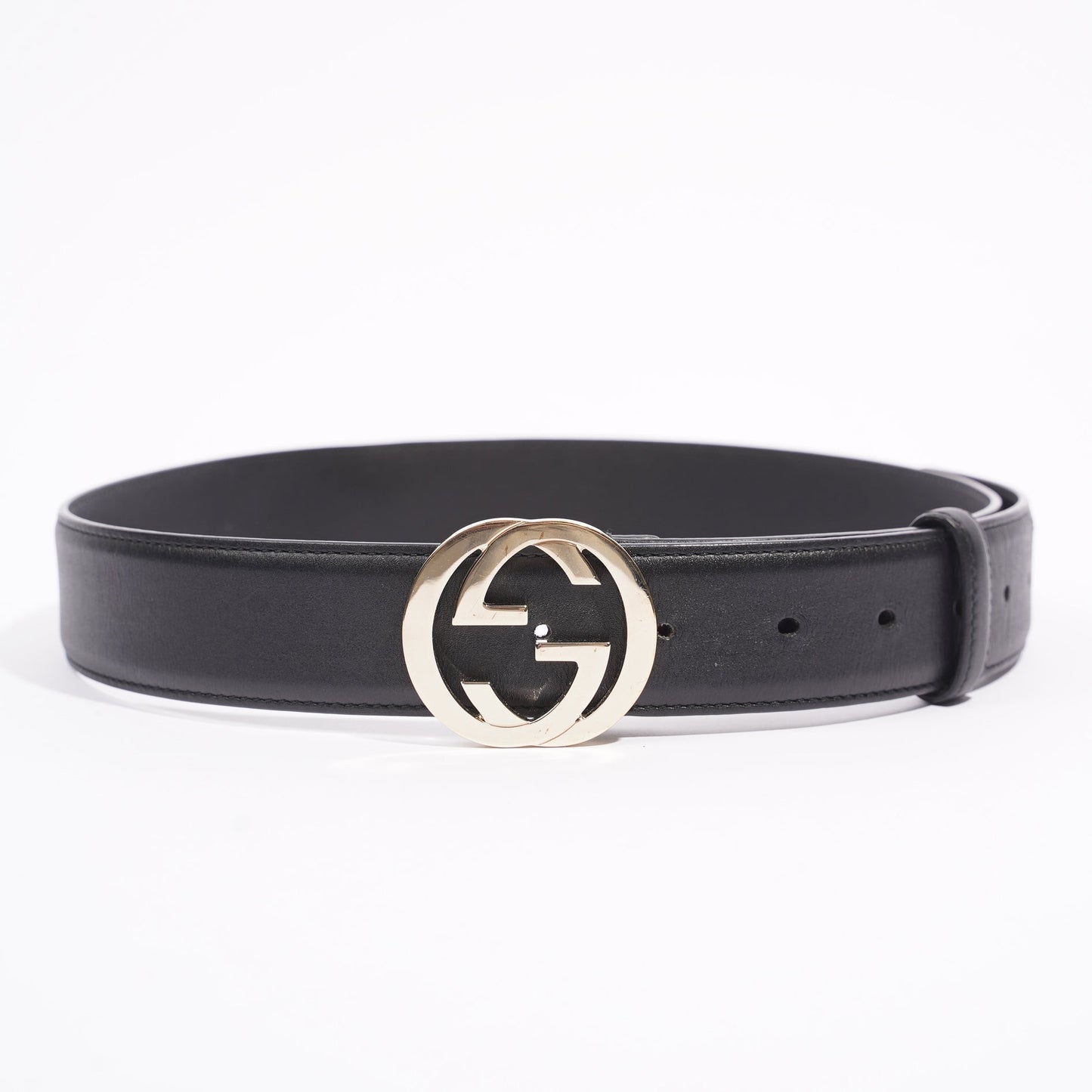 Gucci Womens Interlocking Belt Black / Silver 85cm / 34"