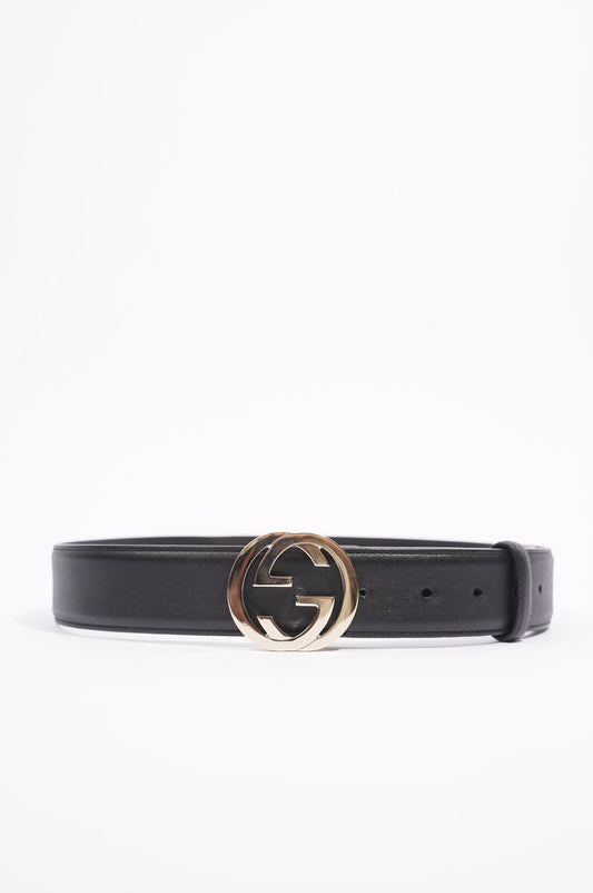 Gucci Womens Interlocking Belt Black / Silver 85cm / 34"