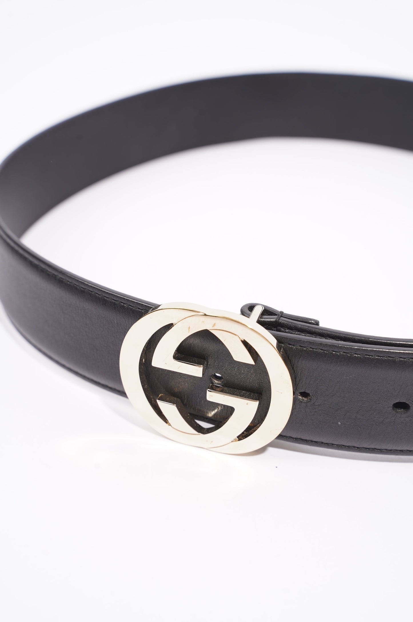 Gucci Womens Interlocking Belt Black / Silver 85cm / 34"