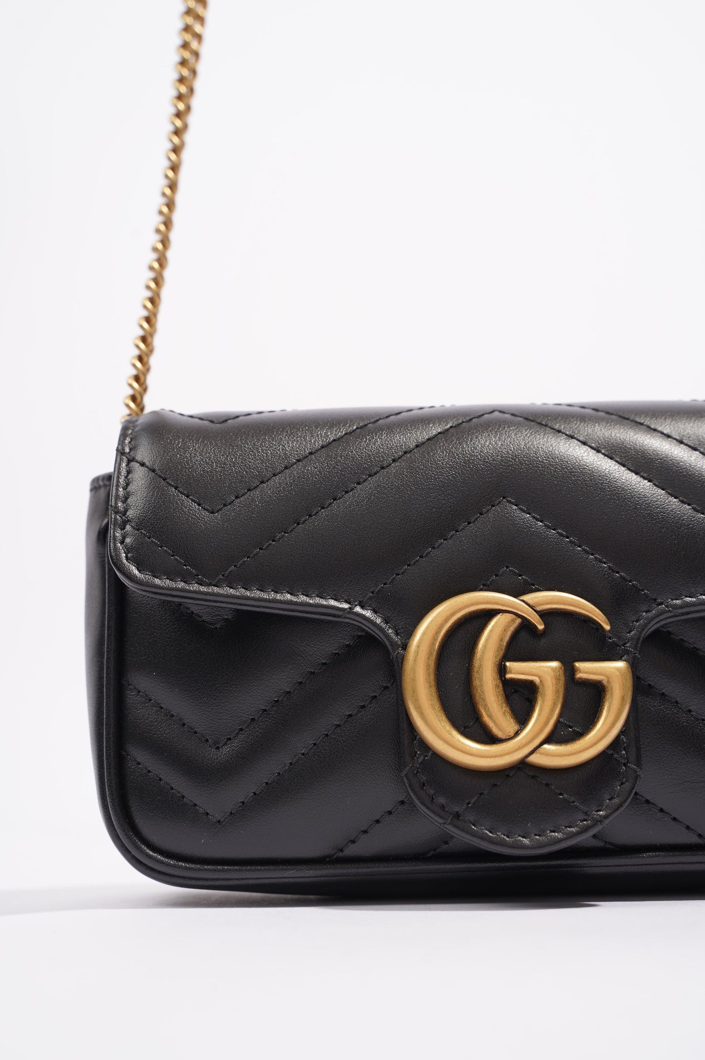 Gucci Womens Marmont Bag Black Leather Super Mini