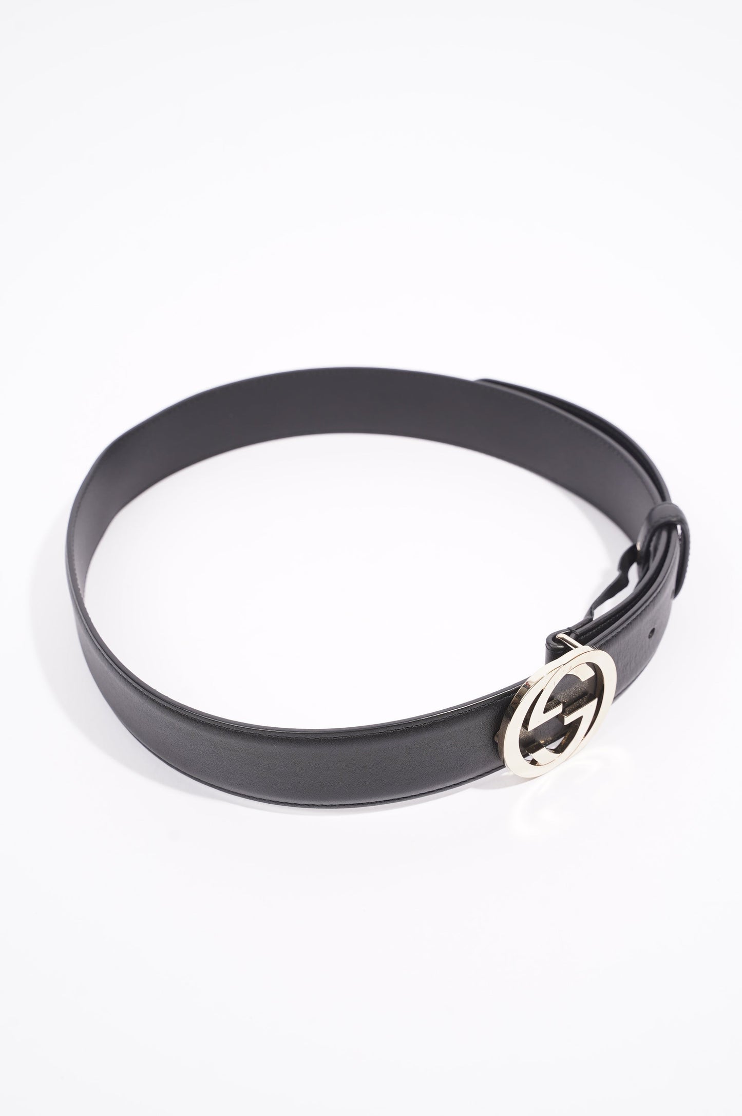 Gucci Womens Interlocking Belt Black / Silver 85cm / 34"