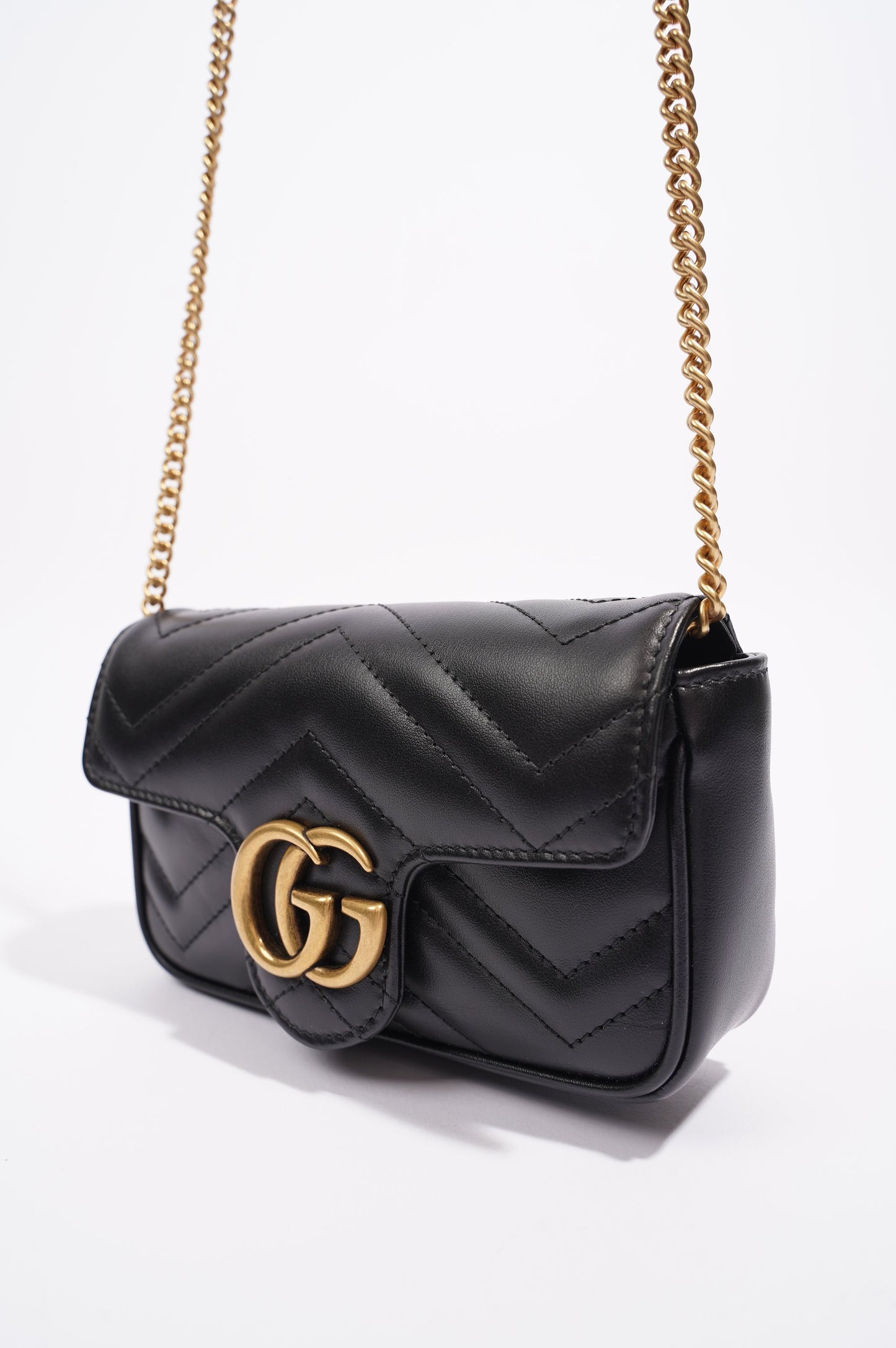 Gucci Womens Marmont Bag Black Leather Super Mini