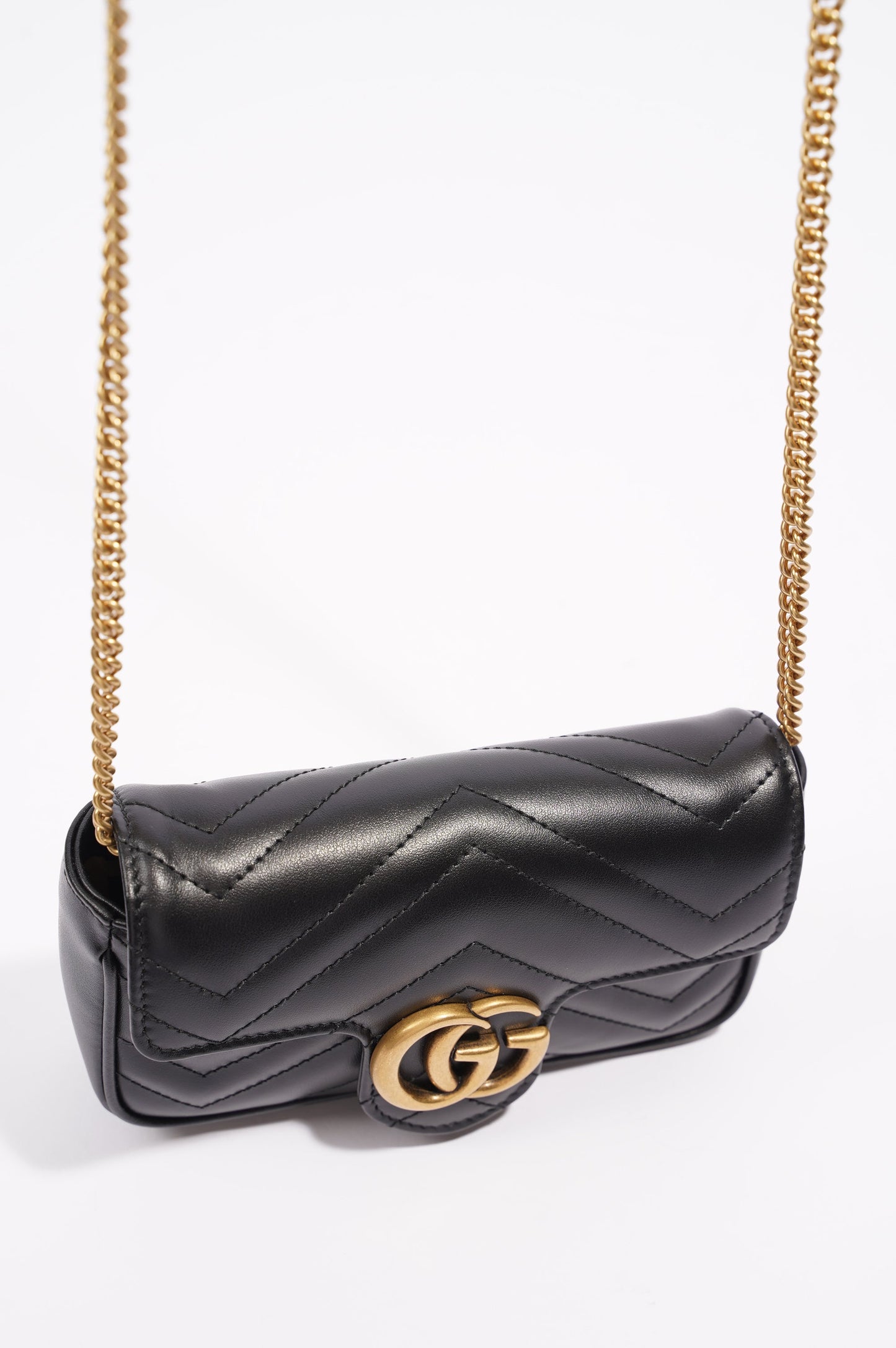 Gucci Womens Marmont Bag Black Leather Super Mini