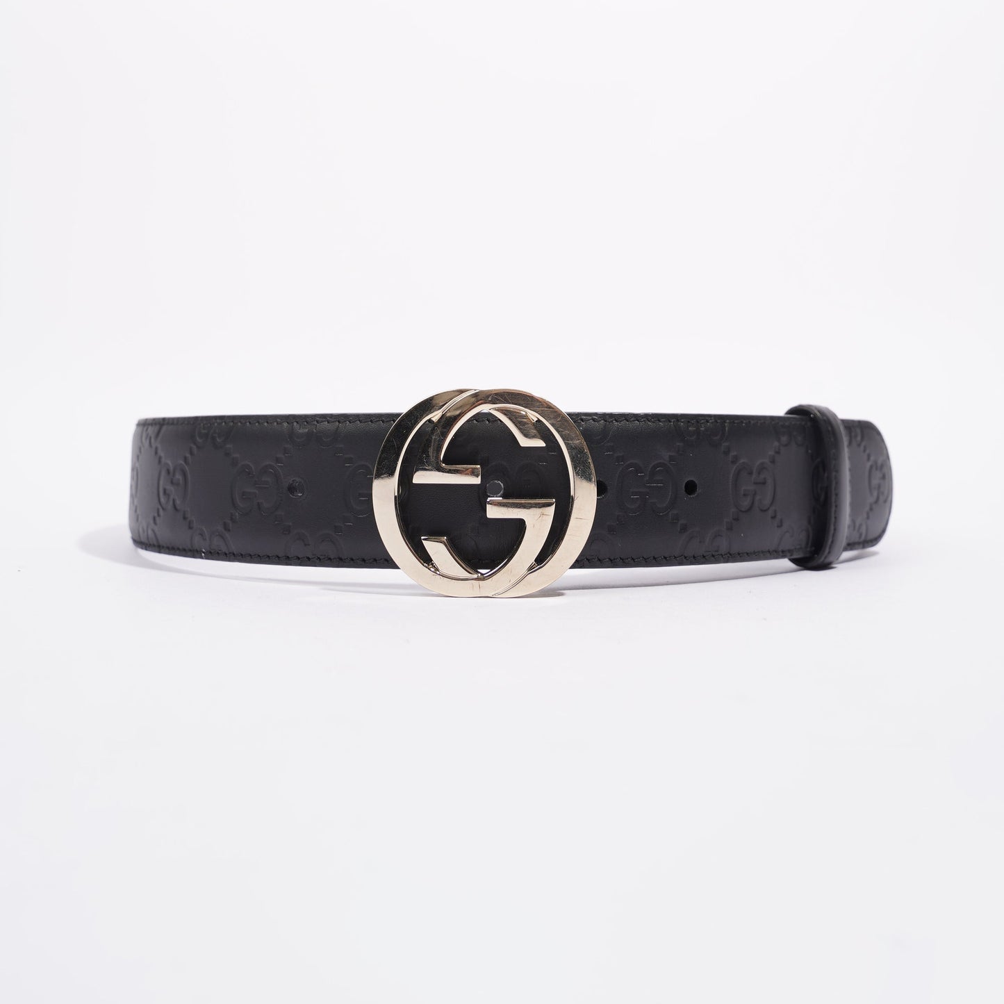 Gucci Womens Interlocking Belt Black / Silver 75-30