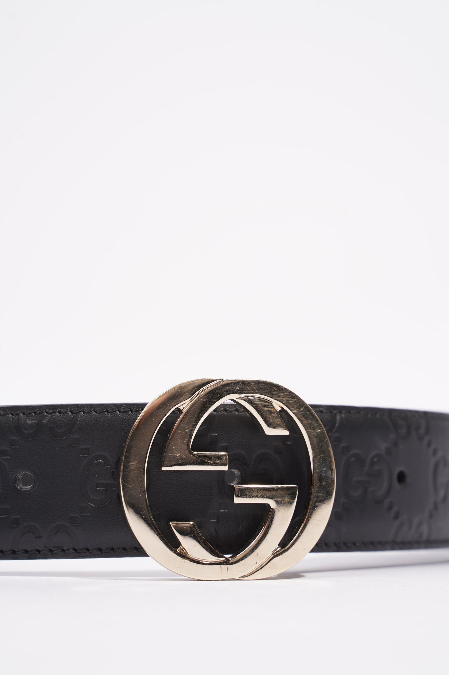 Gucci Womens Interlocking Belt Black / Silver 75-30