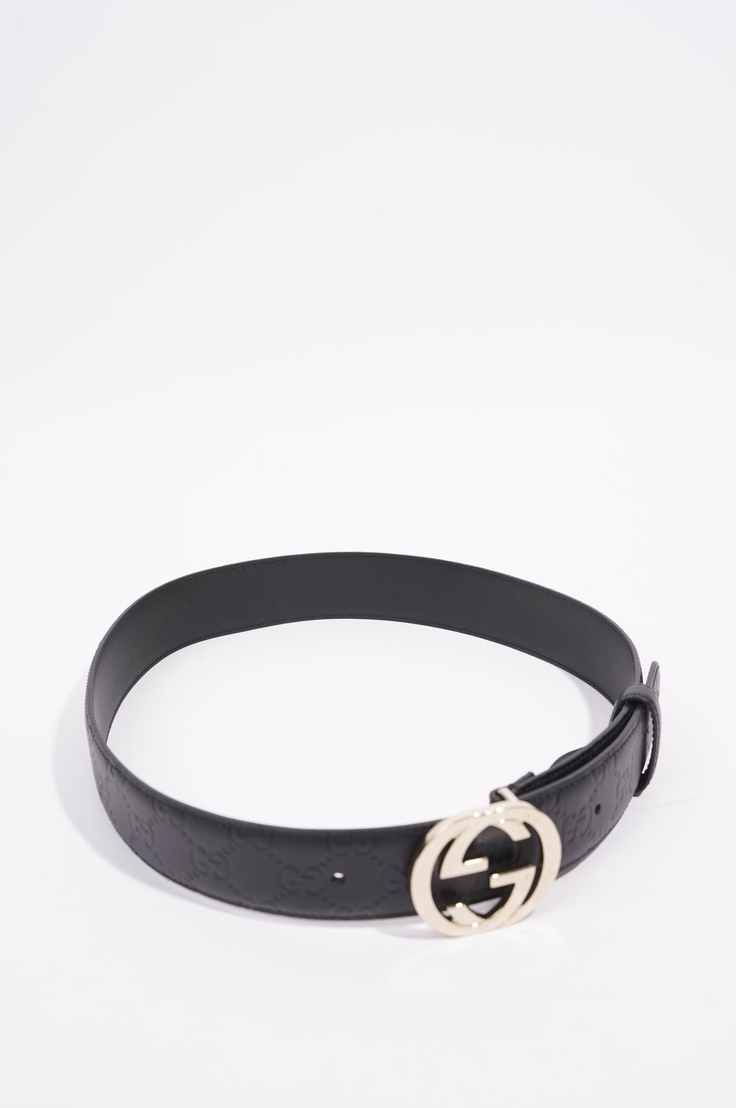 Gucci Womens Interlocking Belt Black / Silver 75-30