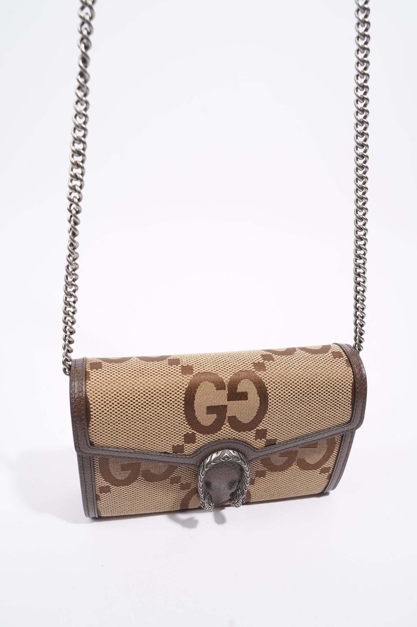 Gucci Womens Dionysus Chain Wallet Beige / Brown