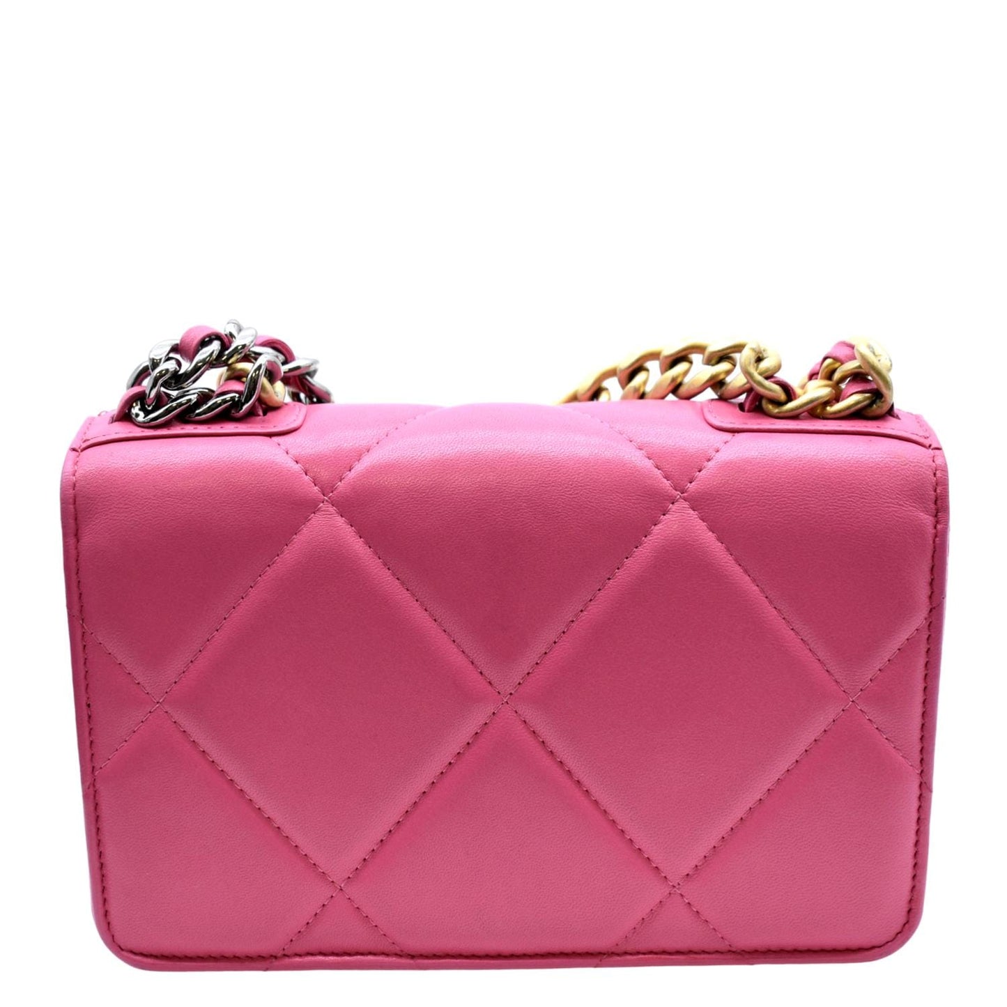 CHANEL19 CC WOC Quilted Leather Wallet On Chain Crossbody Bag Pink