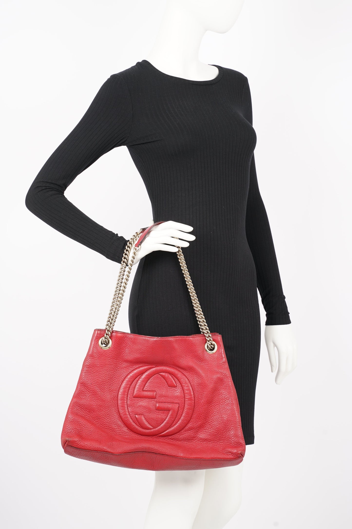 Gucci Womens Soho Tote Red Leather