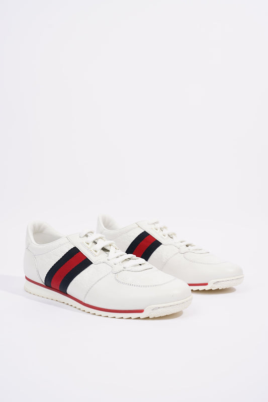 Gucci Womens Leather Low Top White / Green / Red EU 39.5 / UK 6.5