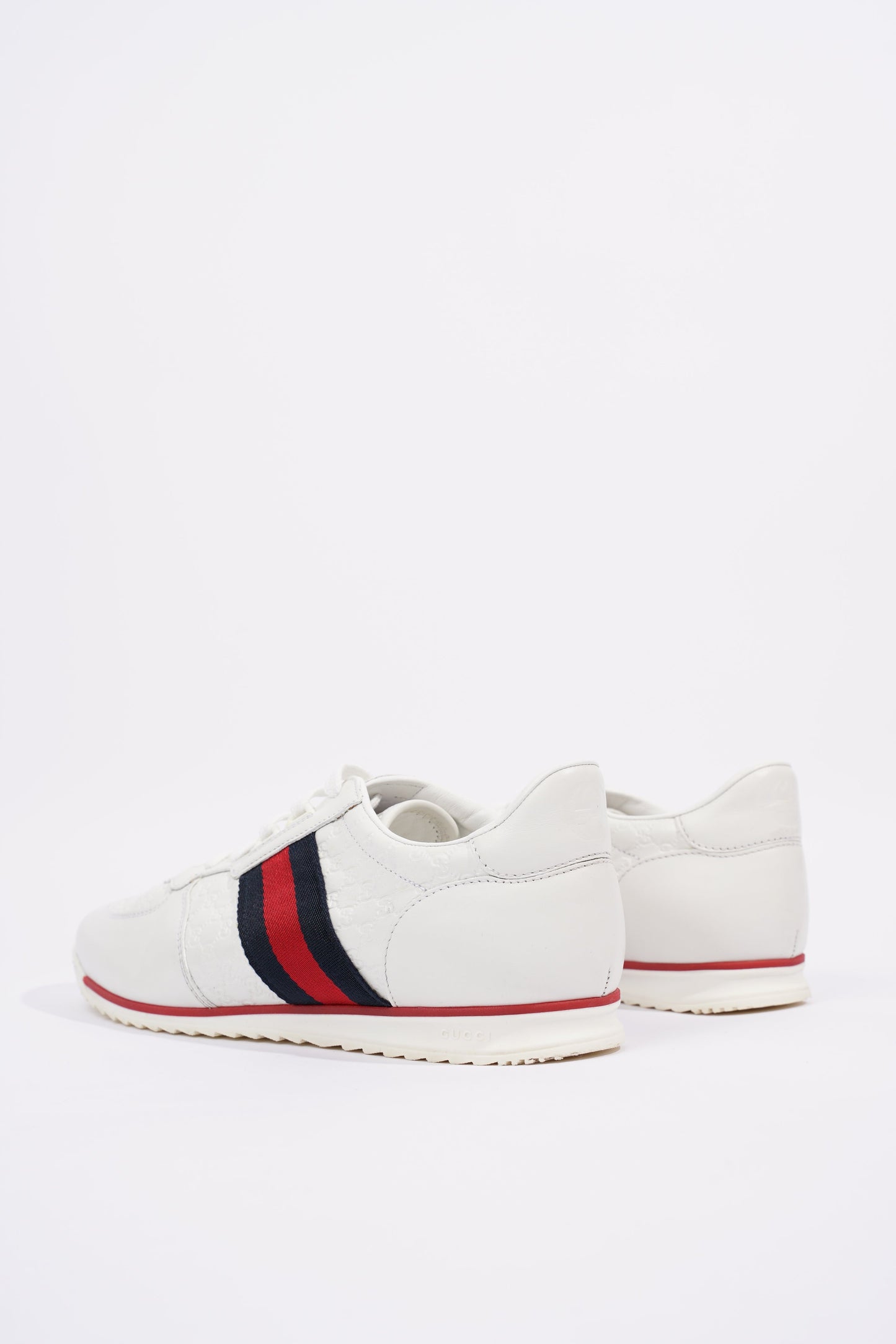 Gucci Womens Leather Low Top White / Green / Red EU 39.5 / UK 6.5