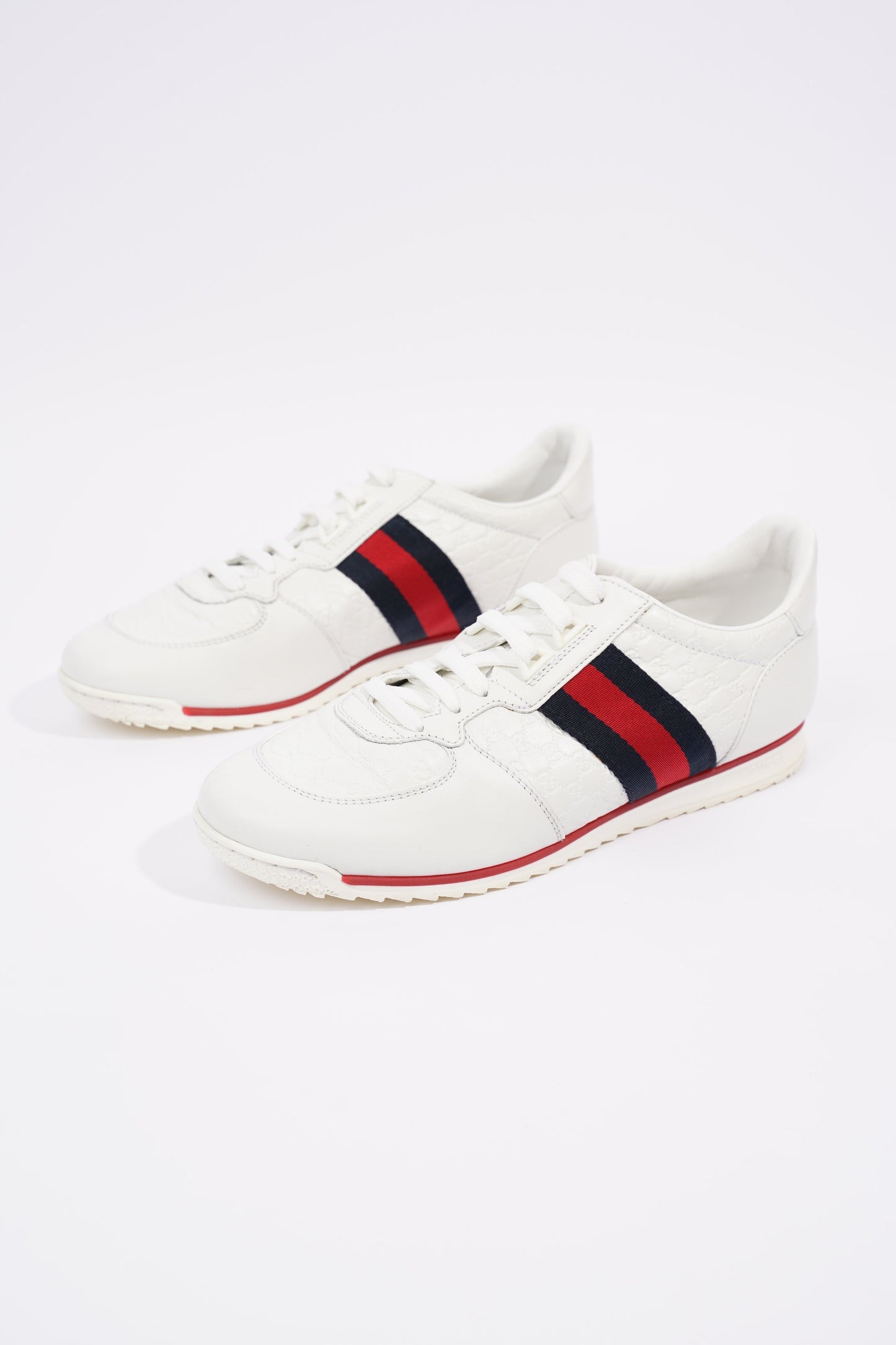 Gucci Womens Leather Low Top White / Green / Red EU 39.5 / UK 6.5