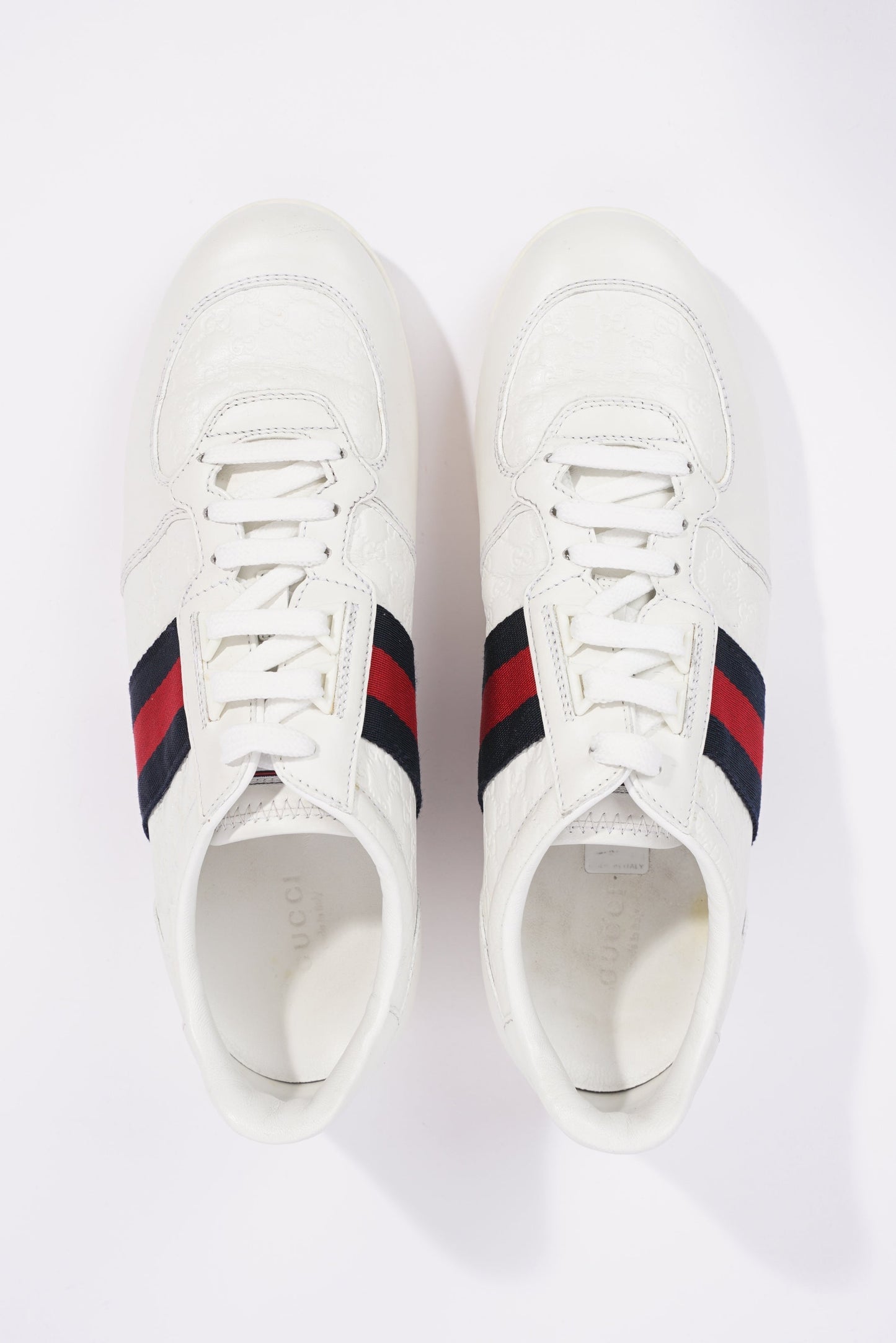 Gucci Womens Leather Low Top White / Green / Red EU 39.5 / UK 6.5