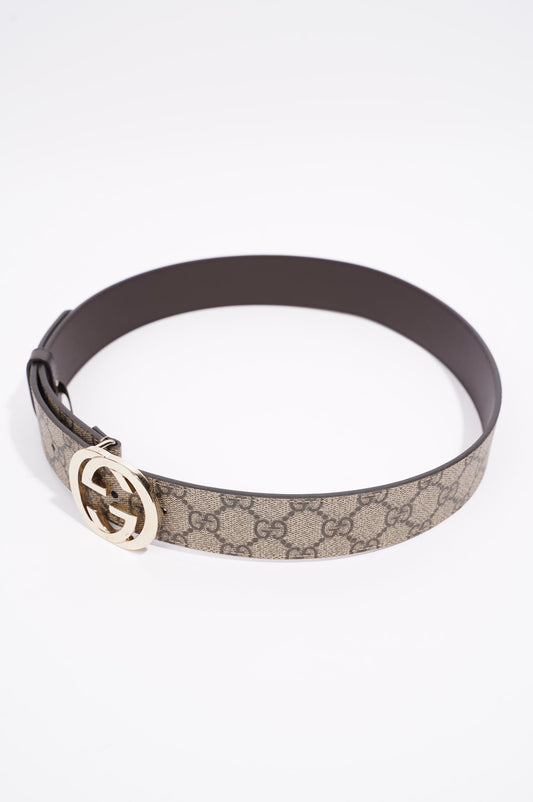 Gucci Womens Interlocking GG Belt Brown Canvas 80