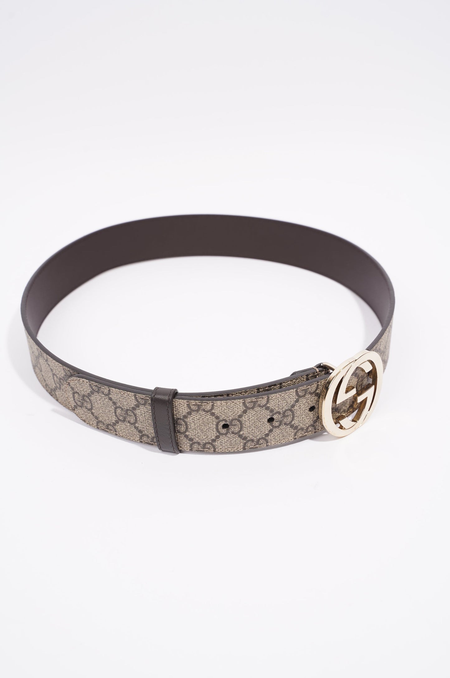 Gucci Womens Interlocking GG Belt Brown Canvas 80