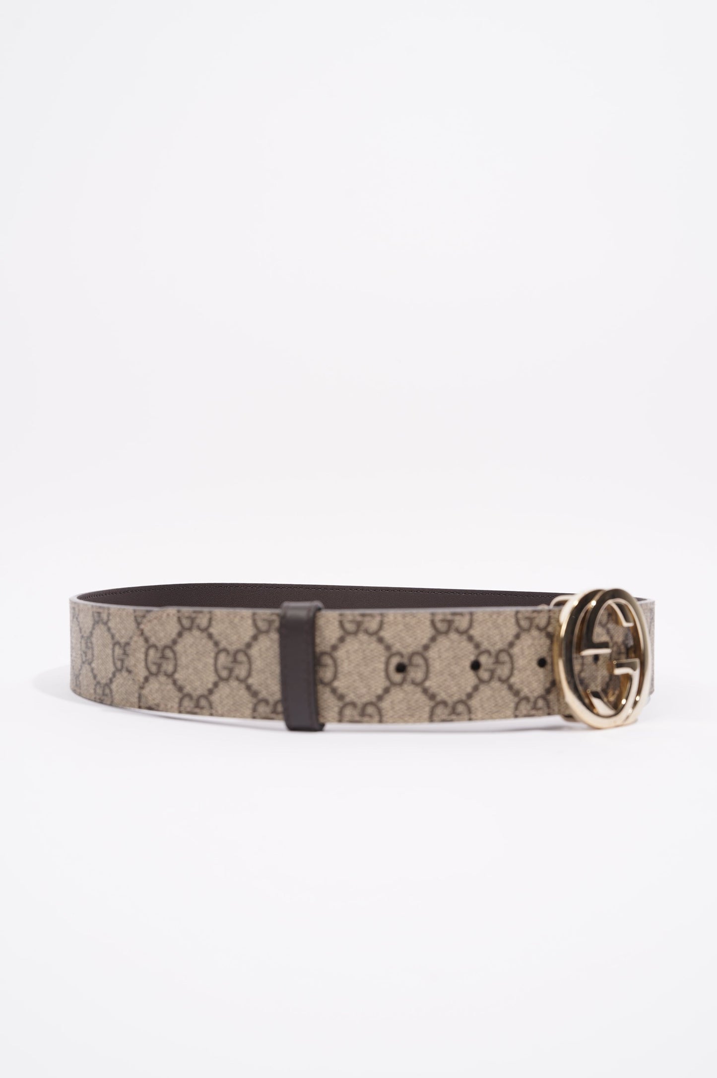 Gucci Womens Interlocking GG Belt Brown Canvas 80