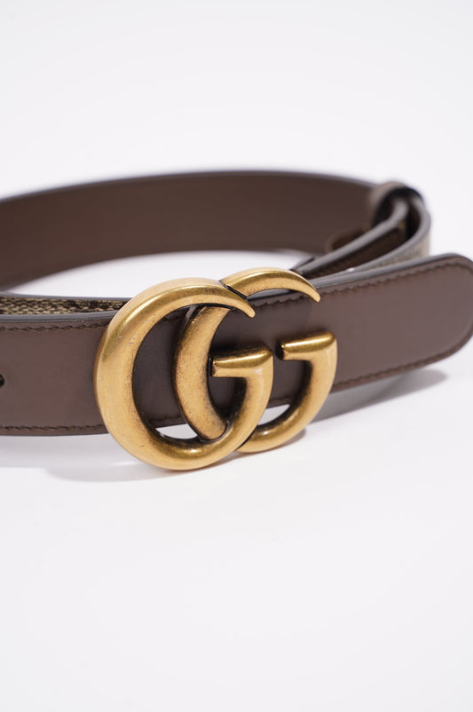 Gucci Womens GG with Double G Belt Supreme / Brown Leather / Canvas 90