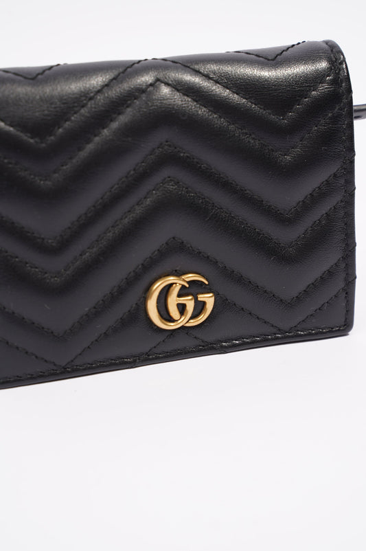 Gucci Womens Marmont GG Wallet Black Leather Small