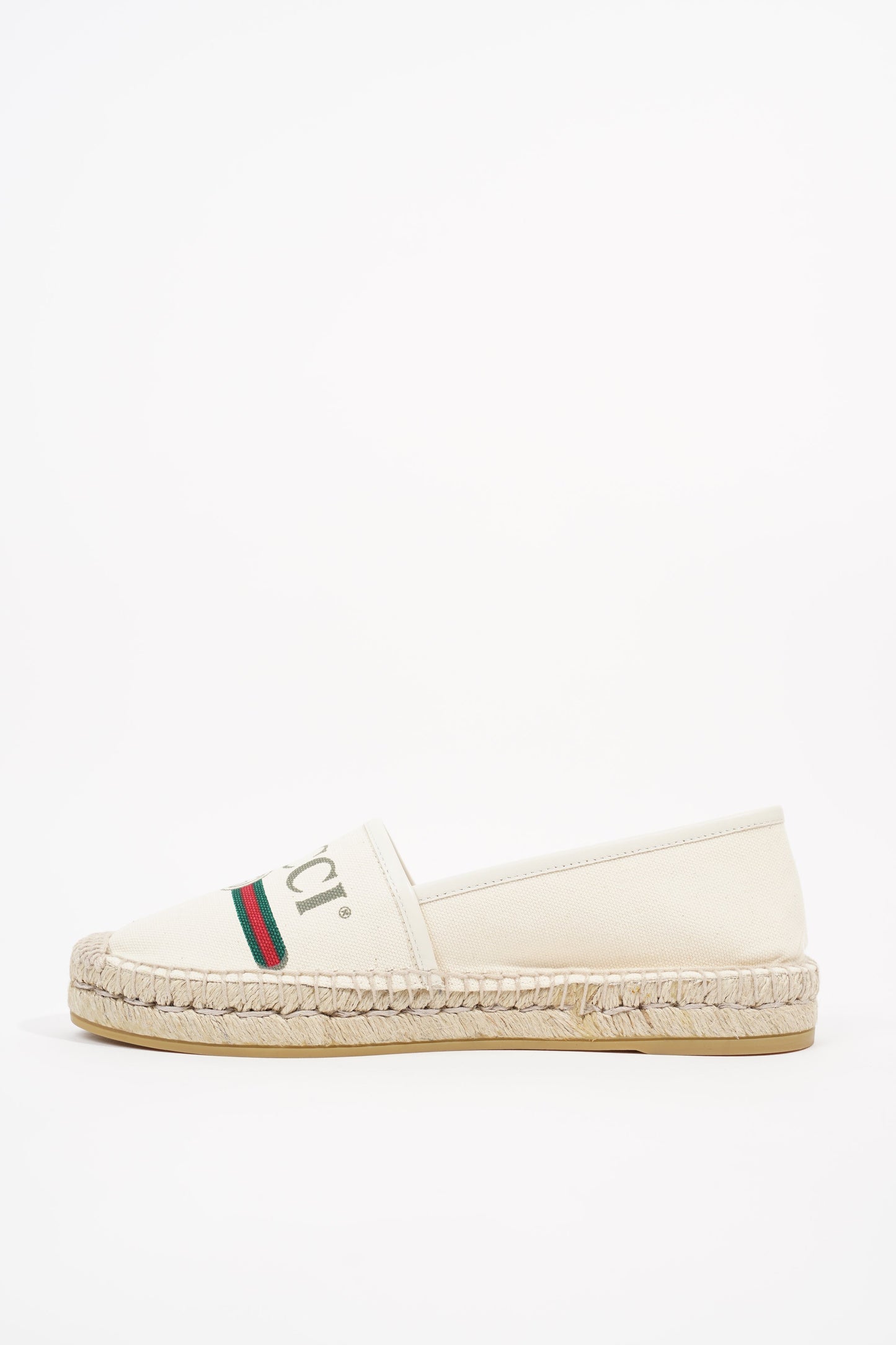 Gucci Womens Logo Print Espadrilles Cream EU 38.5 / UK 5.5