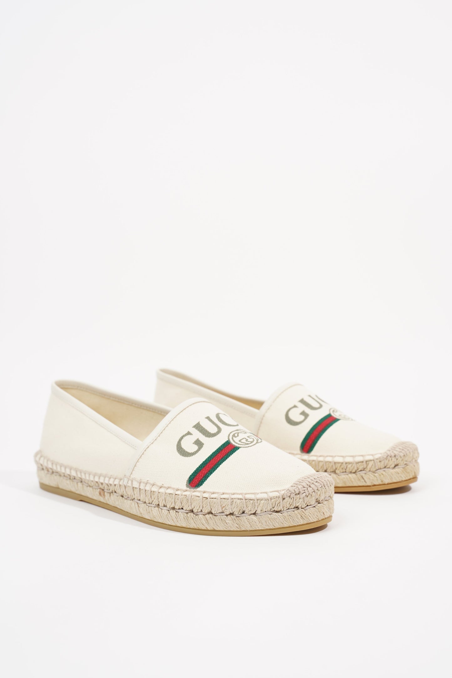 Gucci Womens Logo Print Espadrilles Cream EU 38.5 / UK 5.5