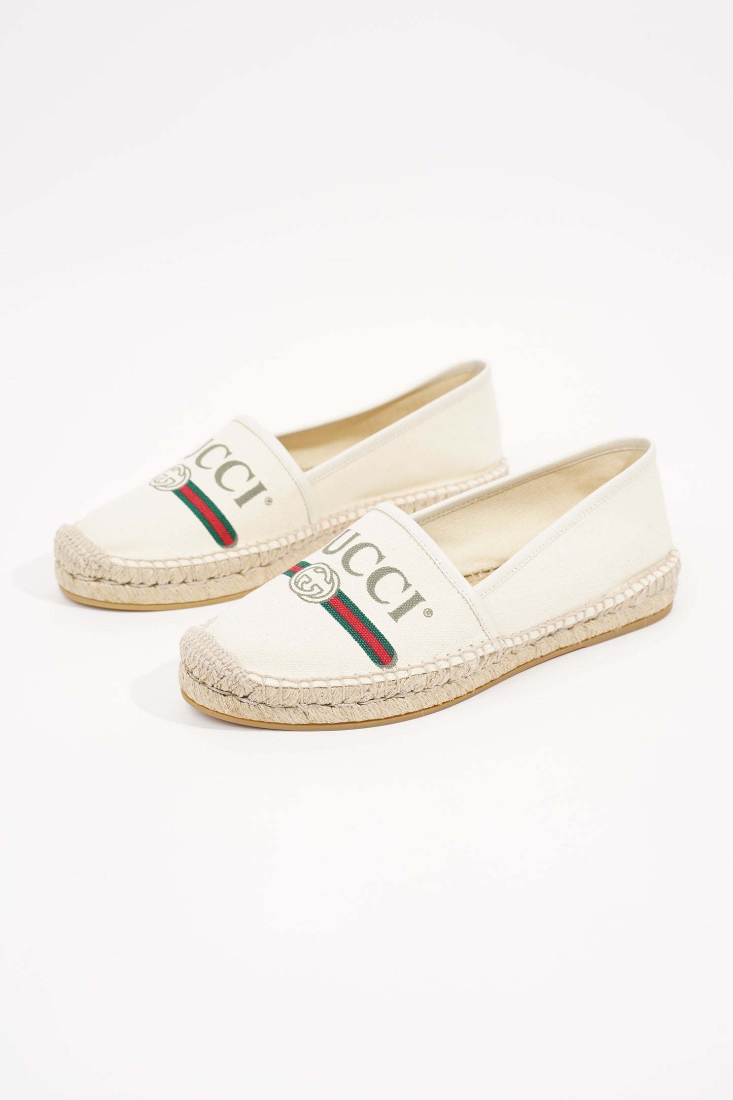 Gucci Womens Logo Print Espadrilles Cream EU 38.5 / UK 5.5