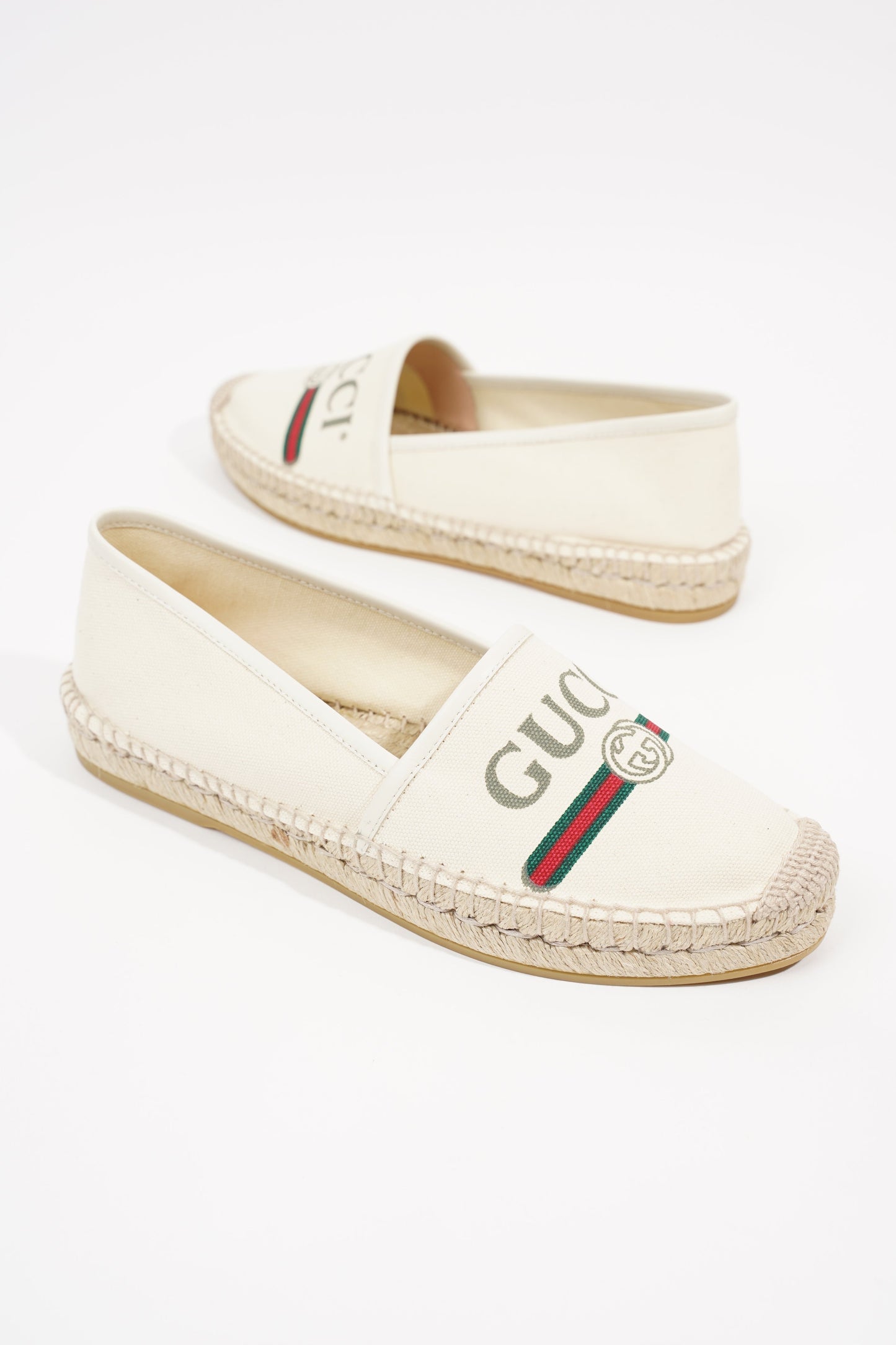 Gucci Womens Logo Print Espadrilles Cream EU 38.5 / UK 5.5