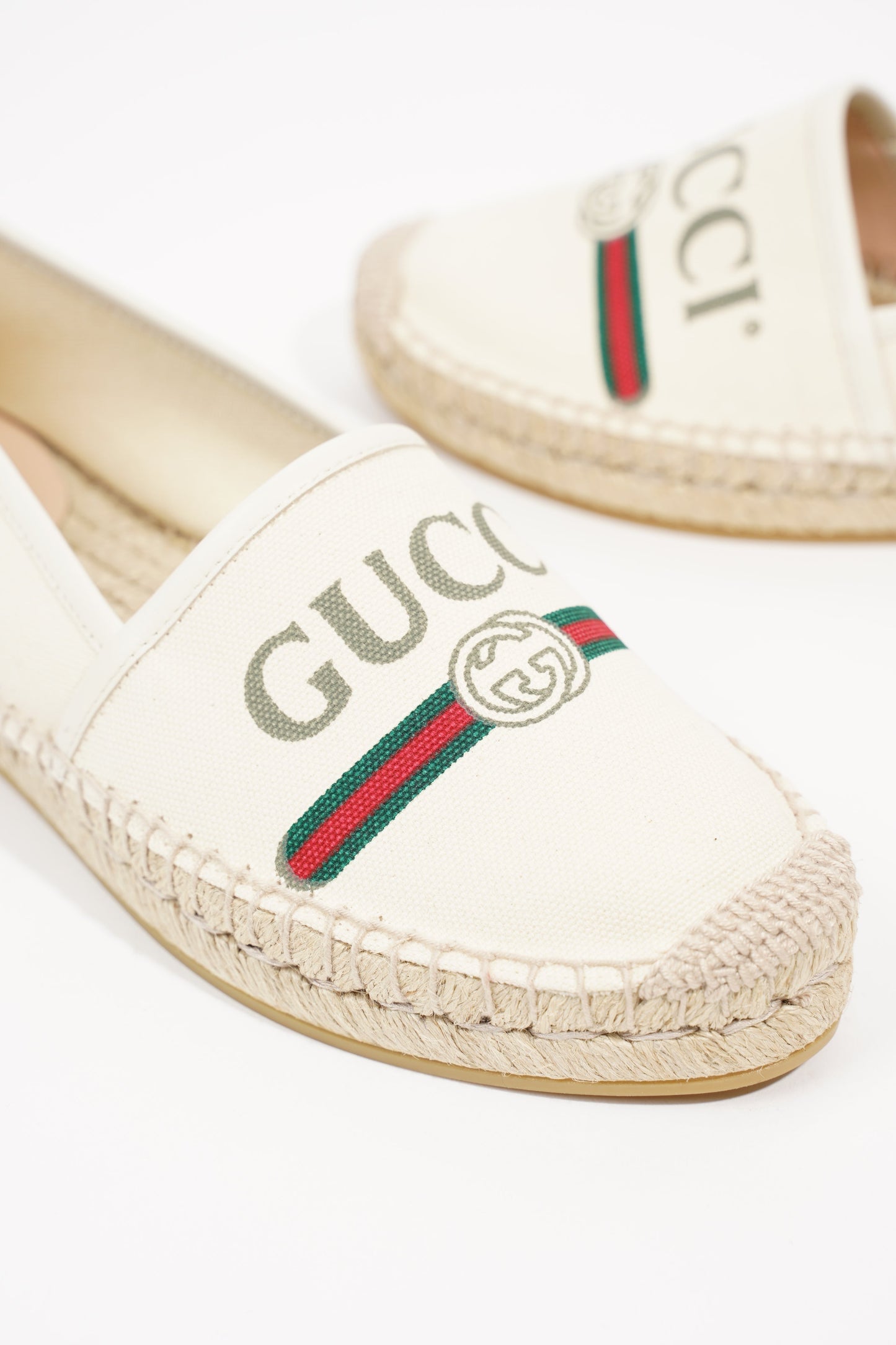 Gucci Womens Logo Print Espadrilles Cream EU 38.5 / UK 5.5